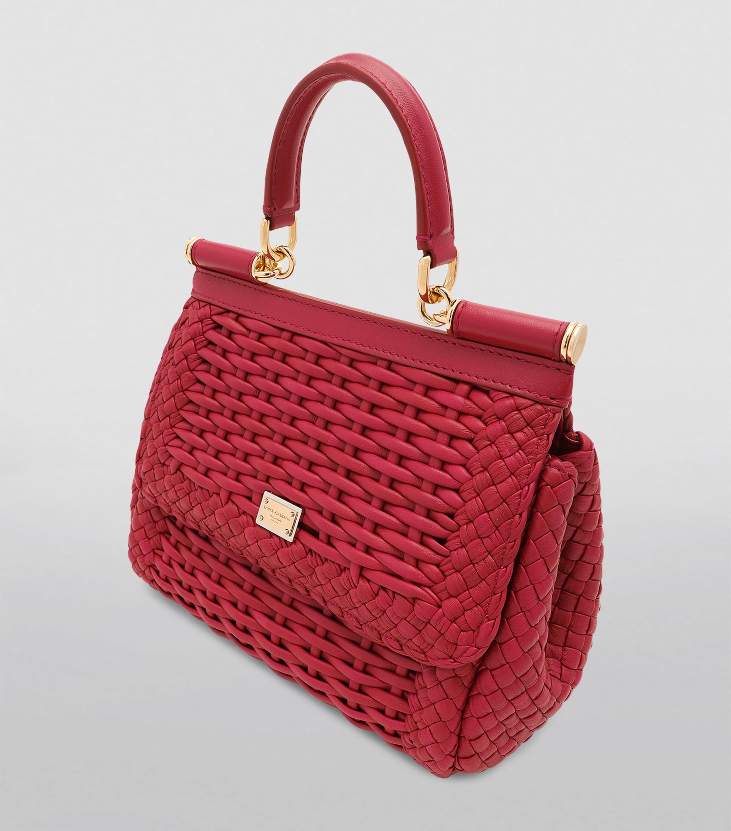 Dolce & Gabbana Woven Leather Sicily Top-Handle Bag | Harrods US