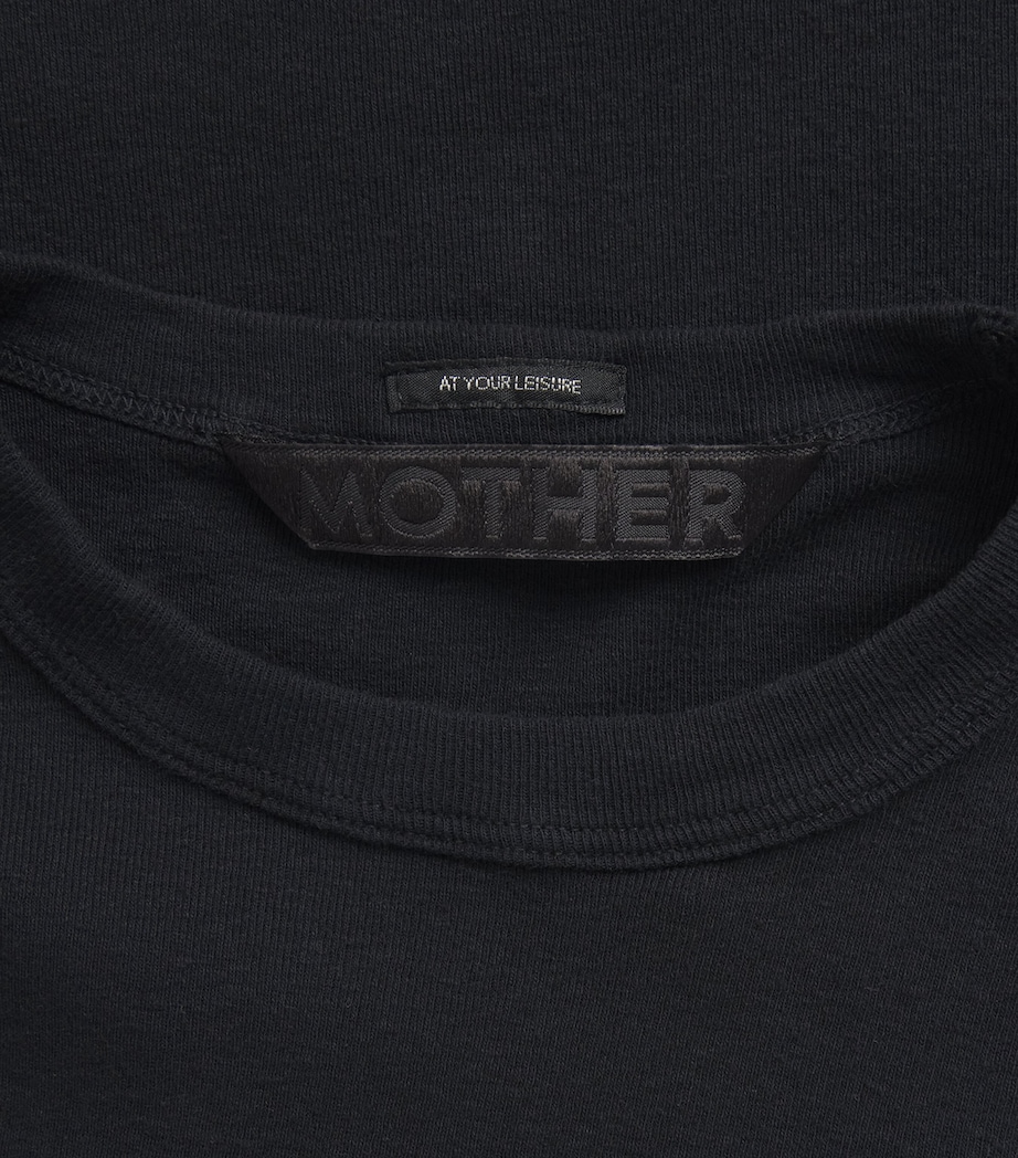 MOTHER Womens Cotton Itty Bitty Long-Sleeve T-Shirt Black Blk Image 6