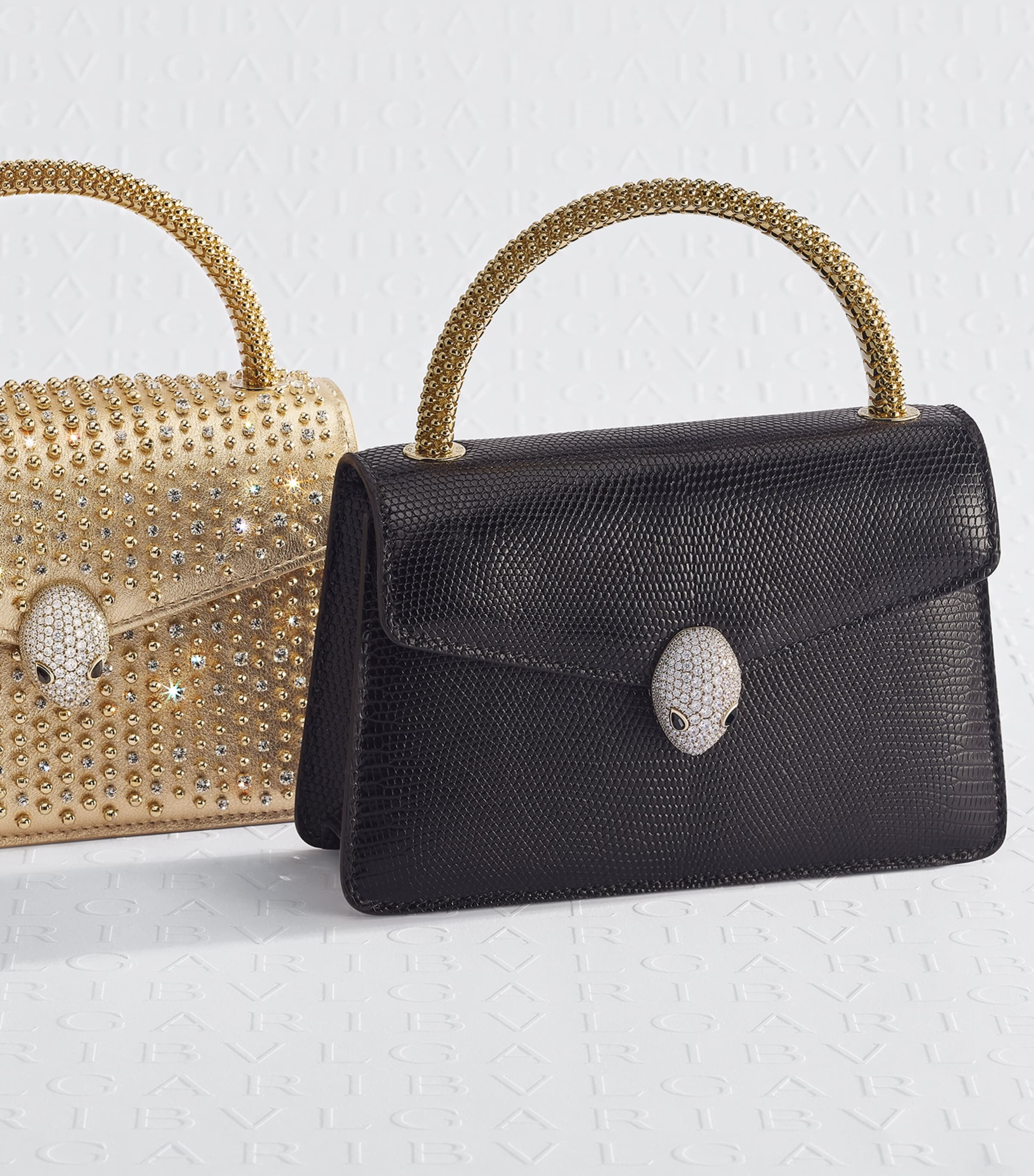 Mini Lizard Leather Serpenti Pallini Top-Handle Bag BLACK Image 4