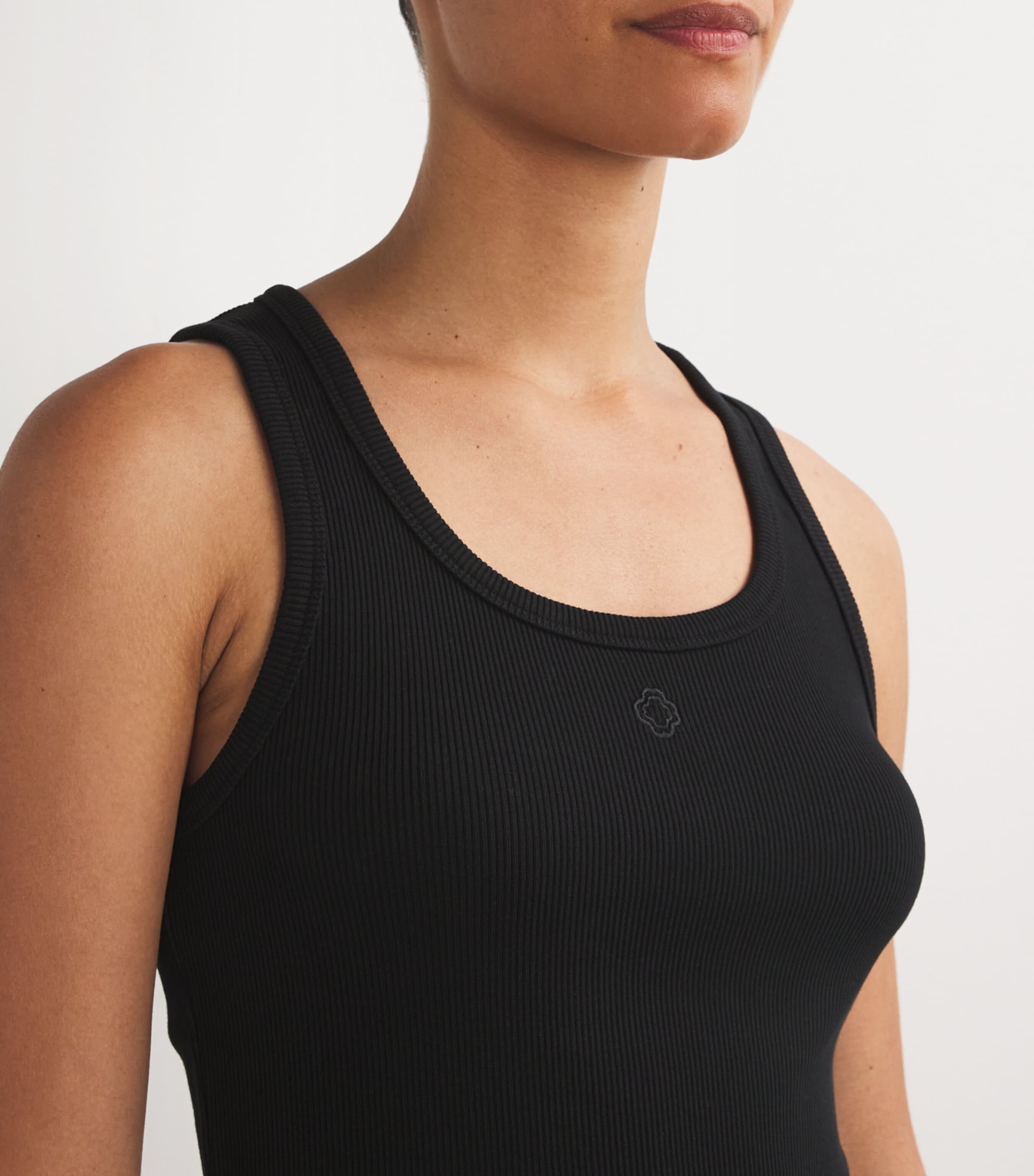 Stretch-Cotton Rib-Knit Tank Top BLACK Image 6