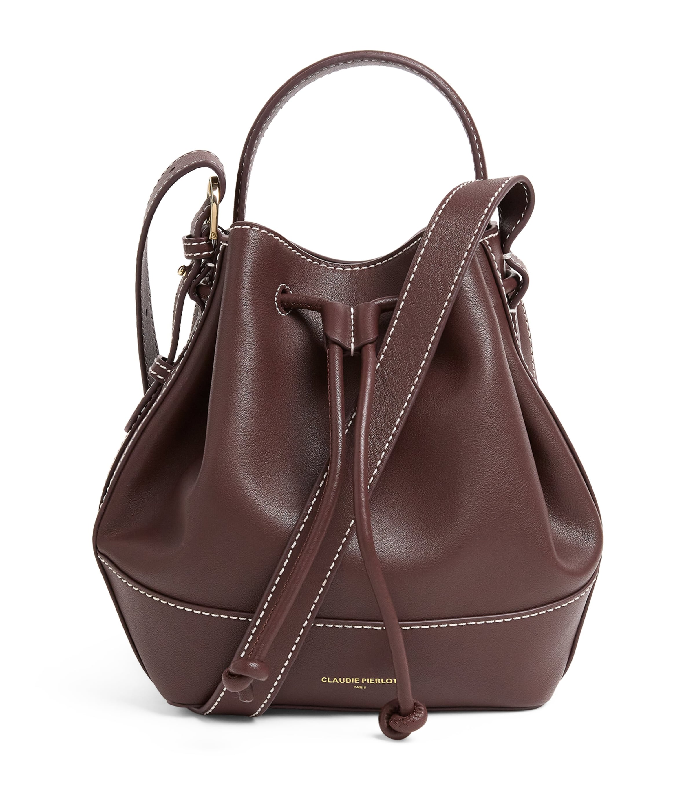 Claudie Pierlot Leather Alvan Bucket Bag In Brown