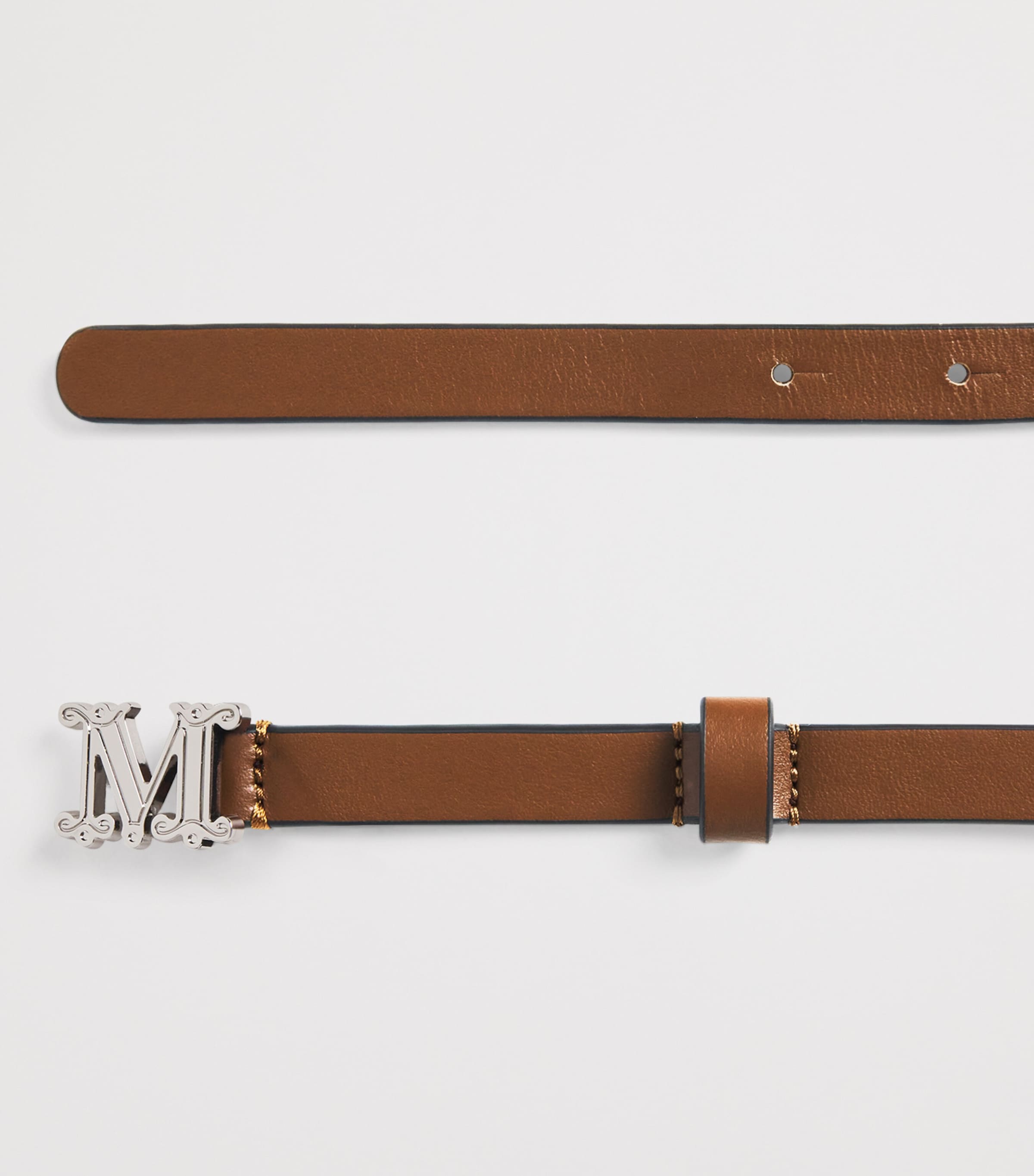 Leather Monogram Belt AMBER BROWN Image 4