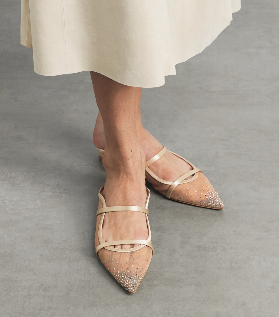 Malone Souliers Embellished Mesh Maureen Mules Beige Image 2
