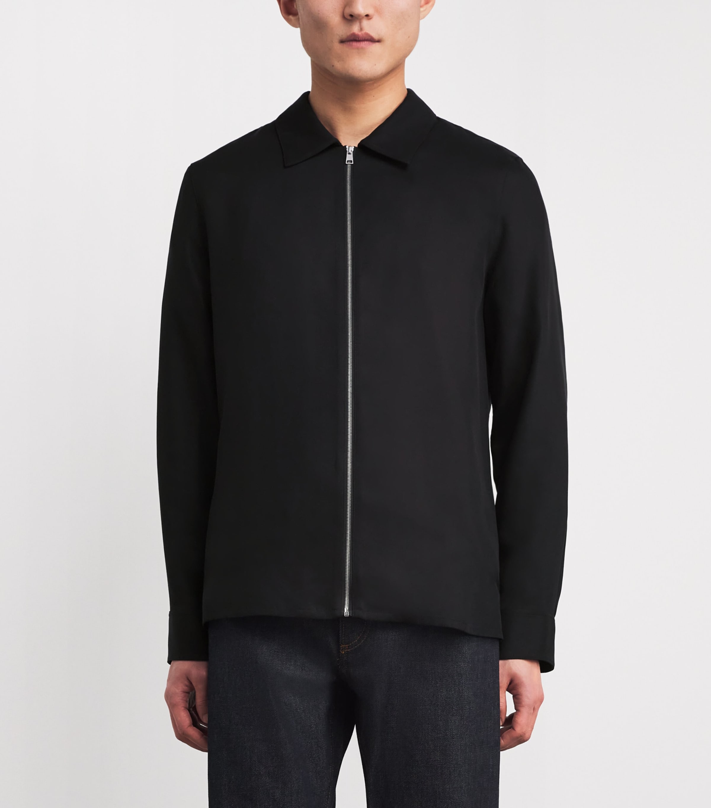 Relaxed Zip-Up Shirt BLACK Image 3