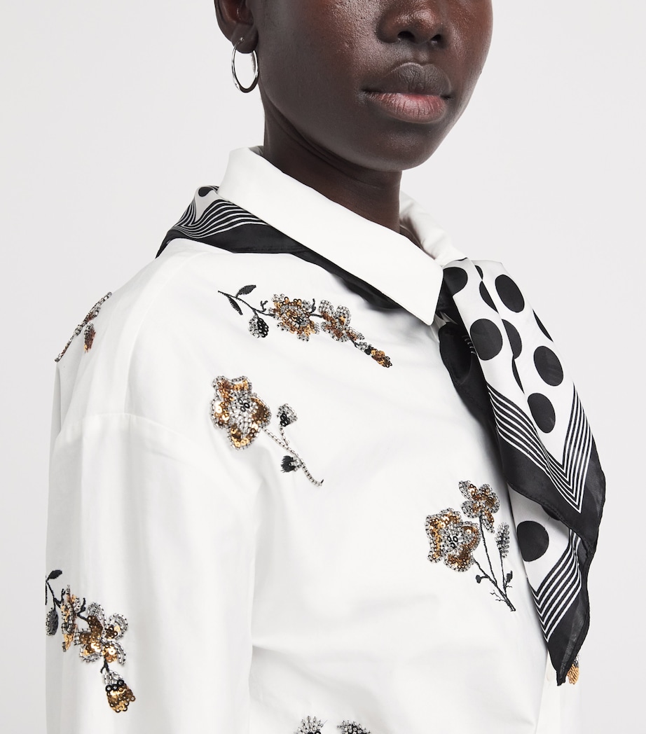 Claudie Pierlot Womens Floral Embellished Shirt Ecru Image 3