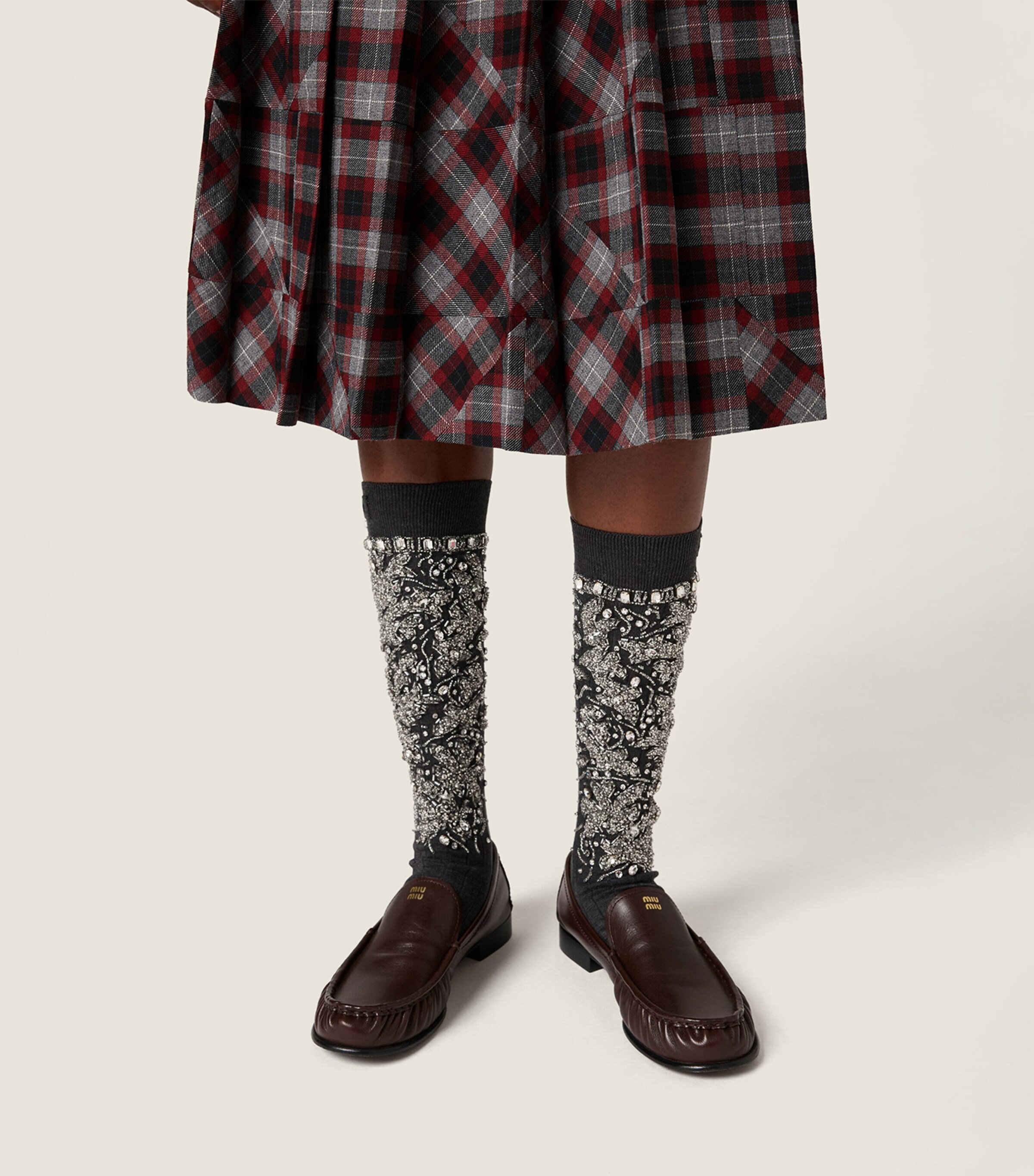 Wool Tartan Midi Skirt F0ETA Image 5