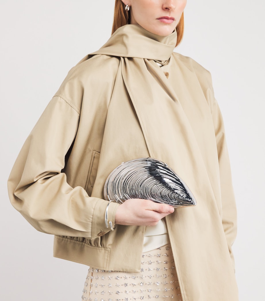 Bridget Oyster Clutch Bag SILVER Image 5