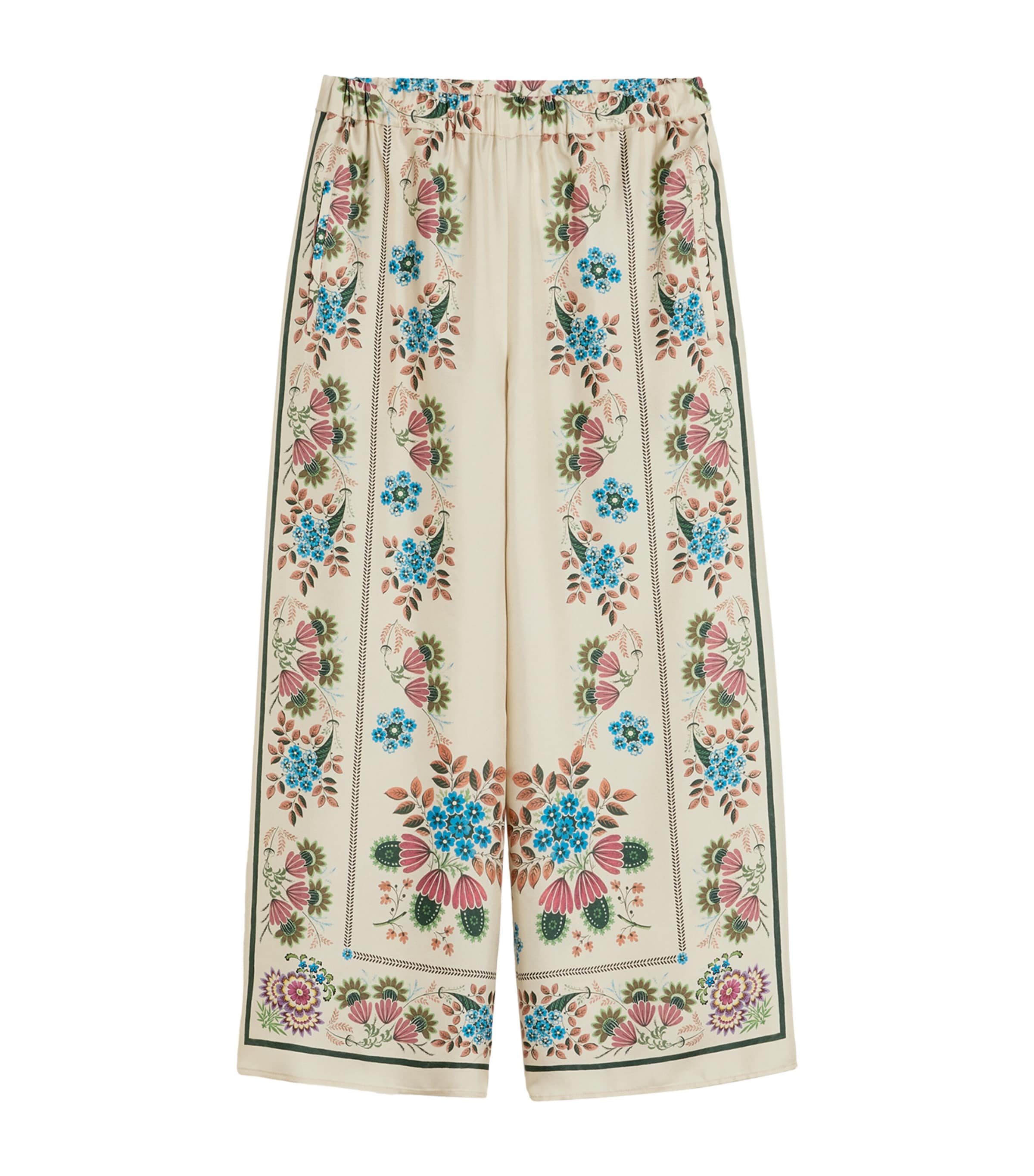Weekend Max Mara Womens Silk Floral Trousers Ivory Image 1