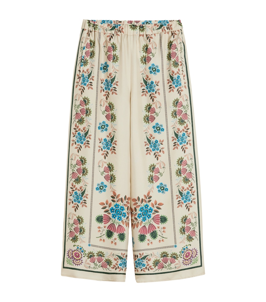 Weekend Max Mara Womens Silk Floral Trousers Ivory Image 1