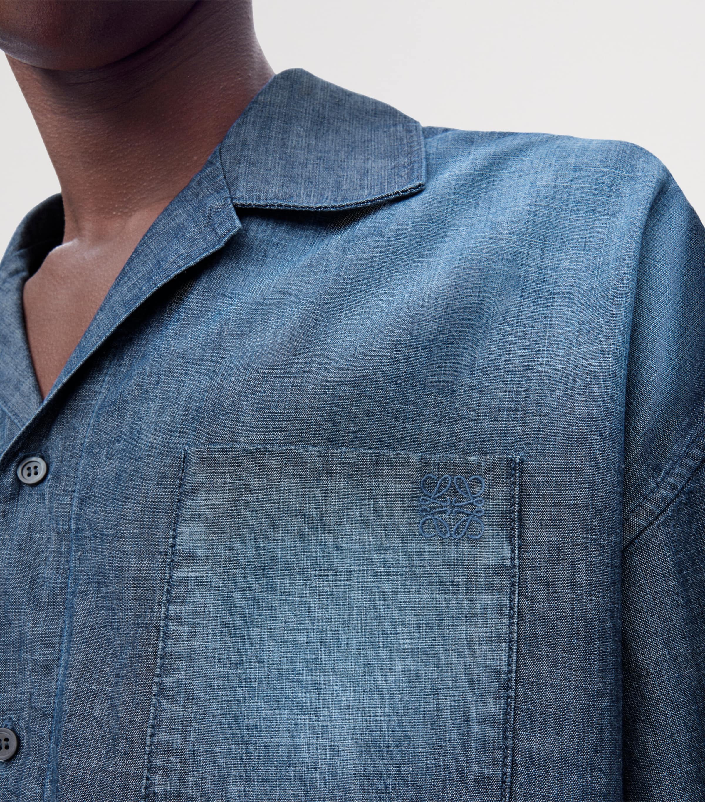 Cotton Chambray Short-Sleeve Shirt WASHED BLUE Image 5