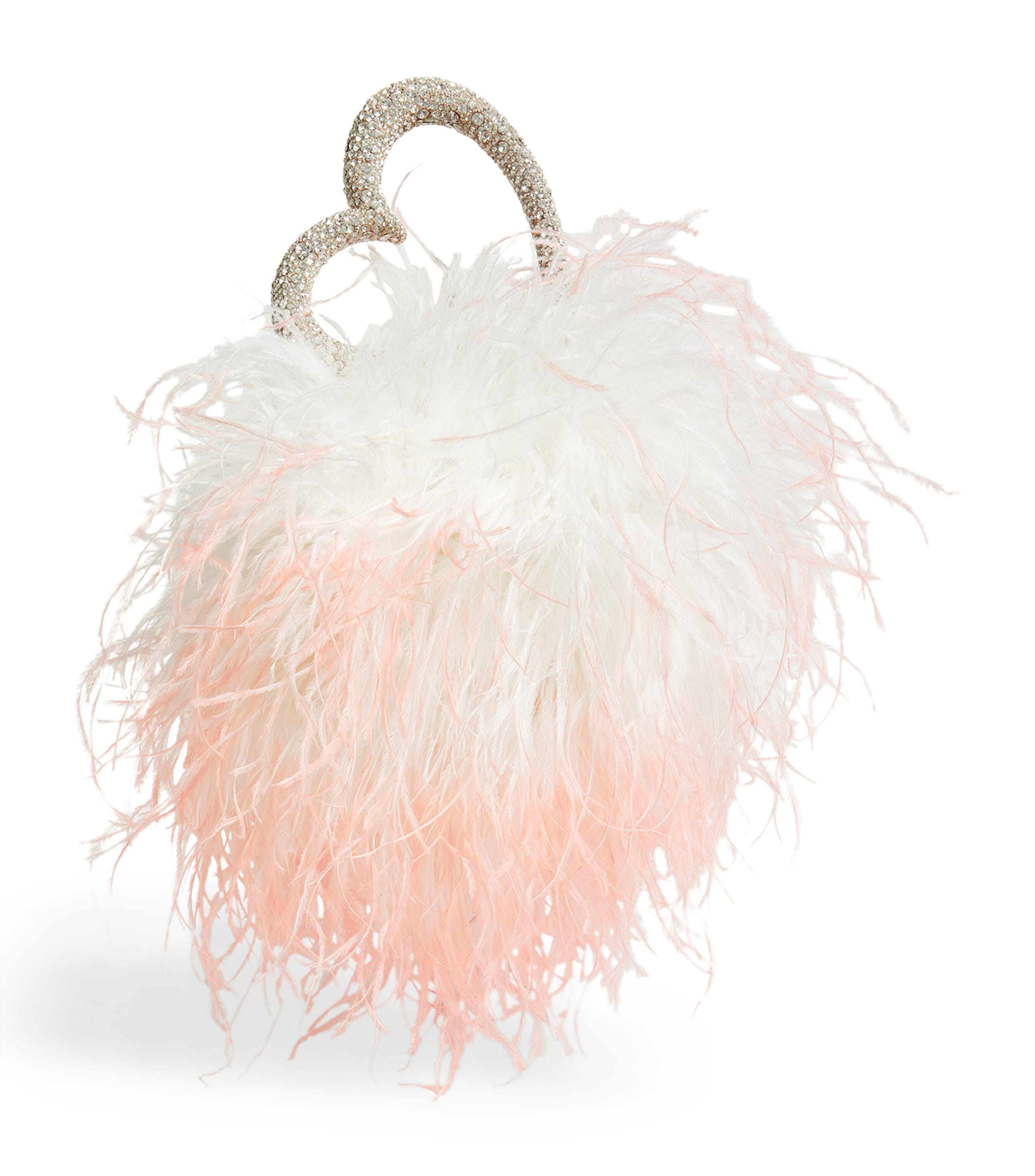 Shop L'alingi Crystal-embellished Feather Clutch Bag In Pink