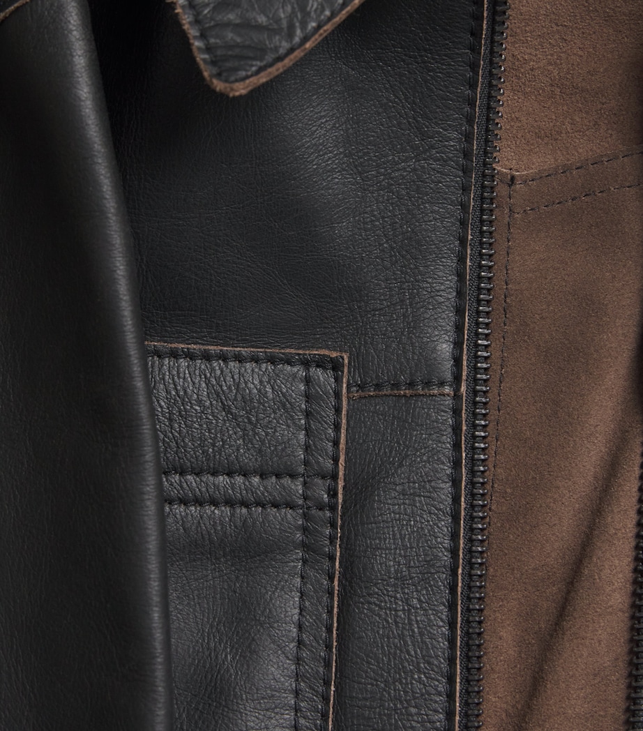 Contrast Stitch Leather Jacket BLACK Image 5