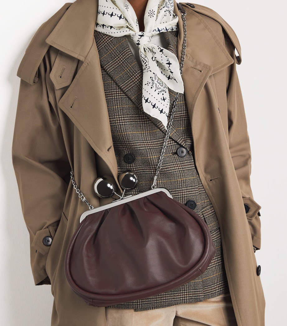 Medium Leather Pasticcino Clutch Bag BROWN Image 5