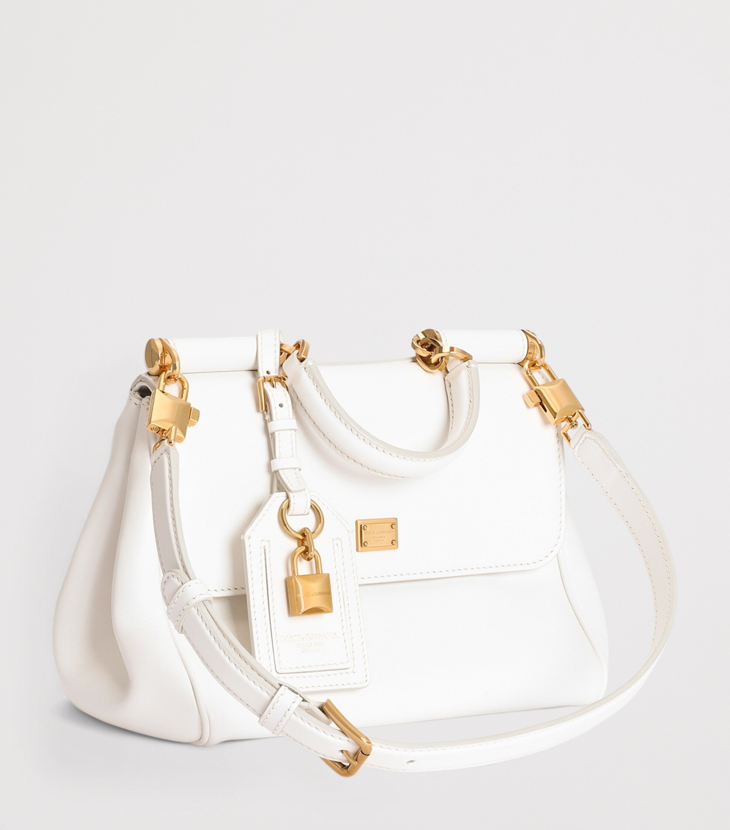 Dolce&Gabbana Leather My Sicily Top-Handle Bag Natural White Image 7