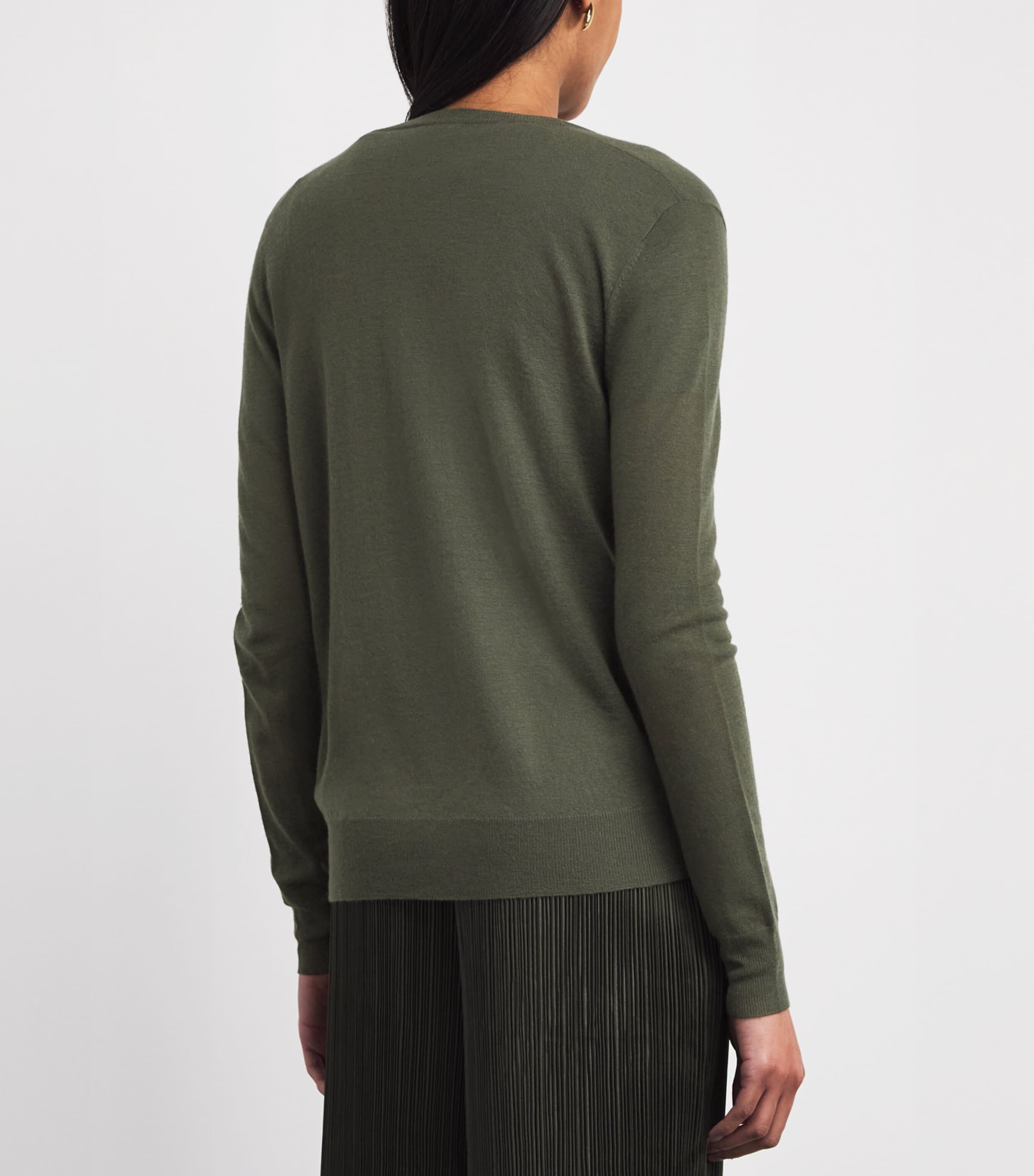 Joseph Womens Cashmere Cashair V-Neck Sweater Palm Leaf Image 5
