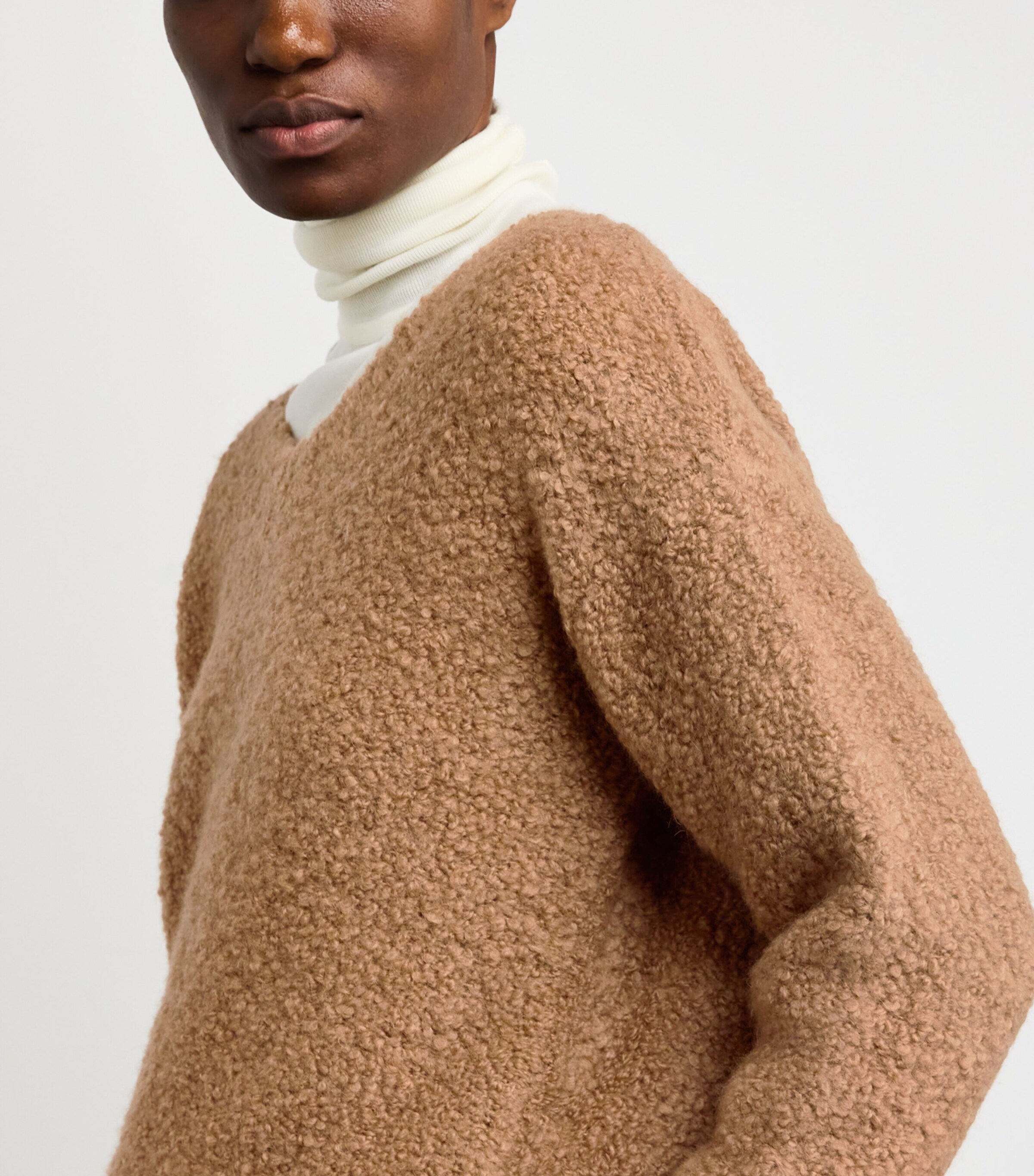 Camel Wool-Silk Bouclé Oversized Sweater CAMEL Image 6