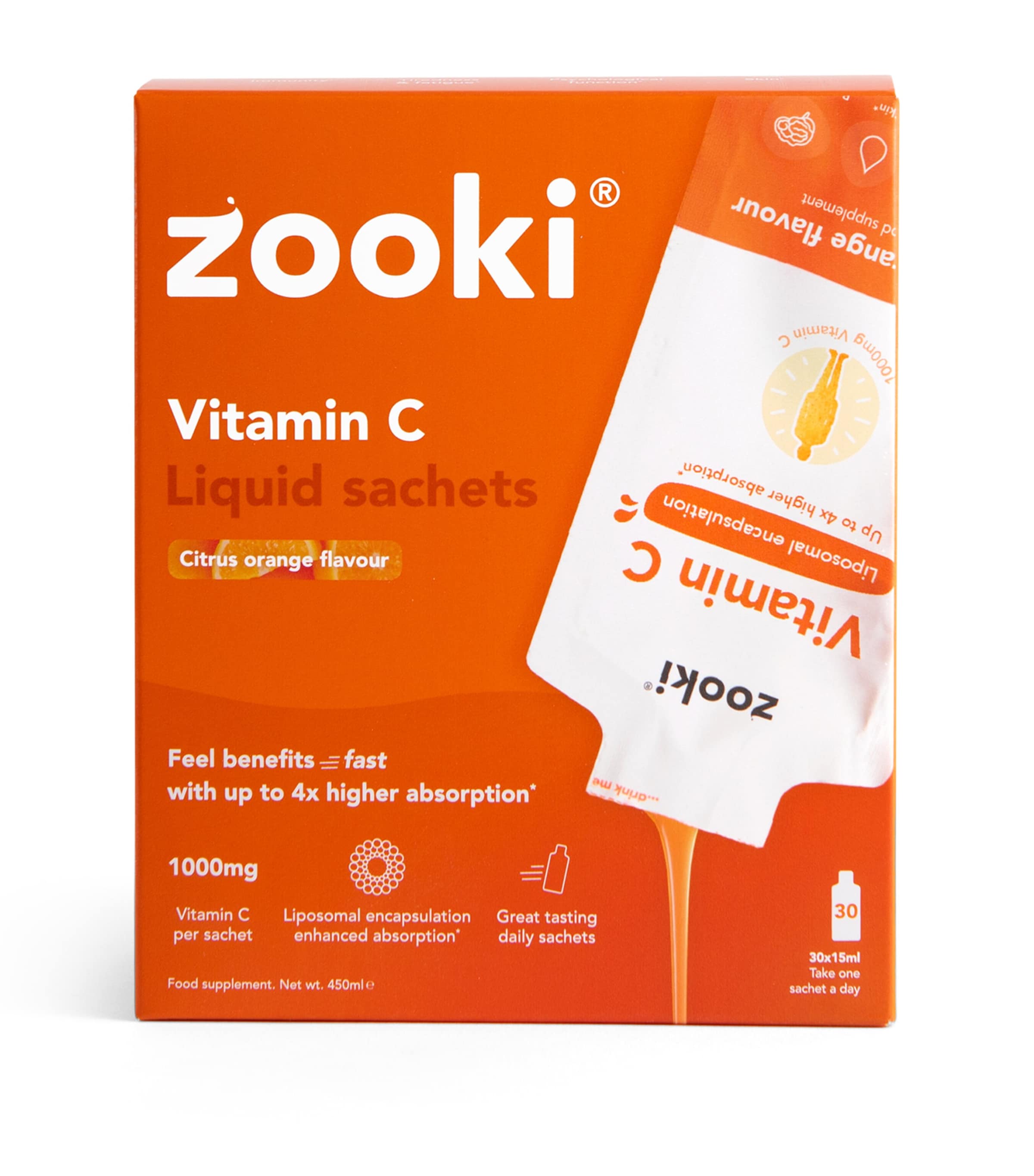 YourZooki Liposomal Vitamin C 1000mg Liquid Sachets (Pack of 30) No Gender Image 1