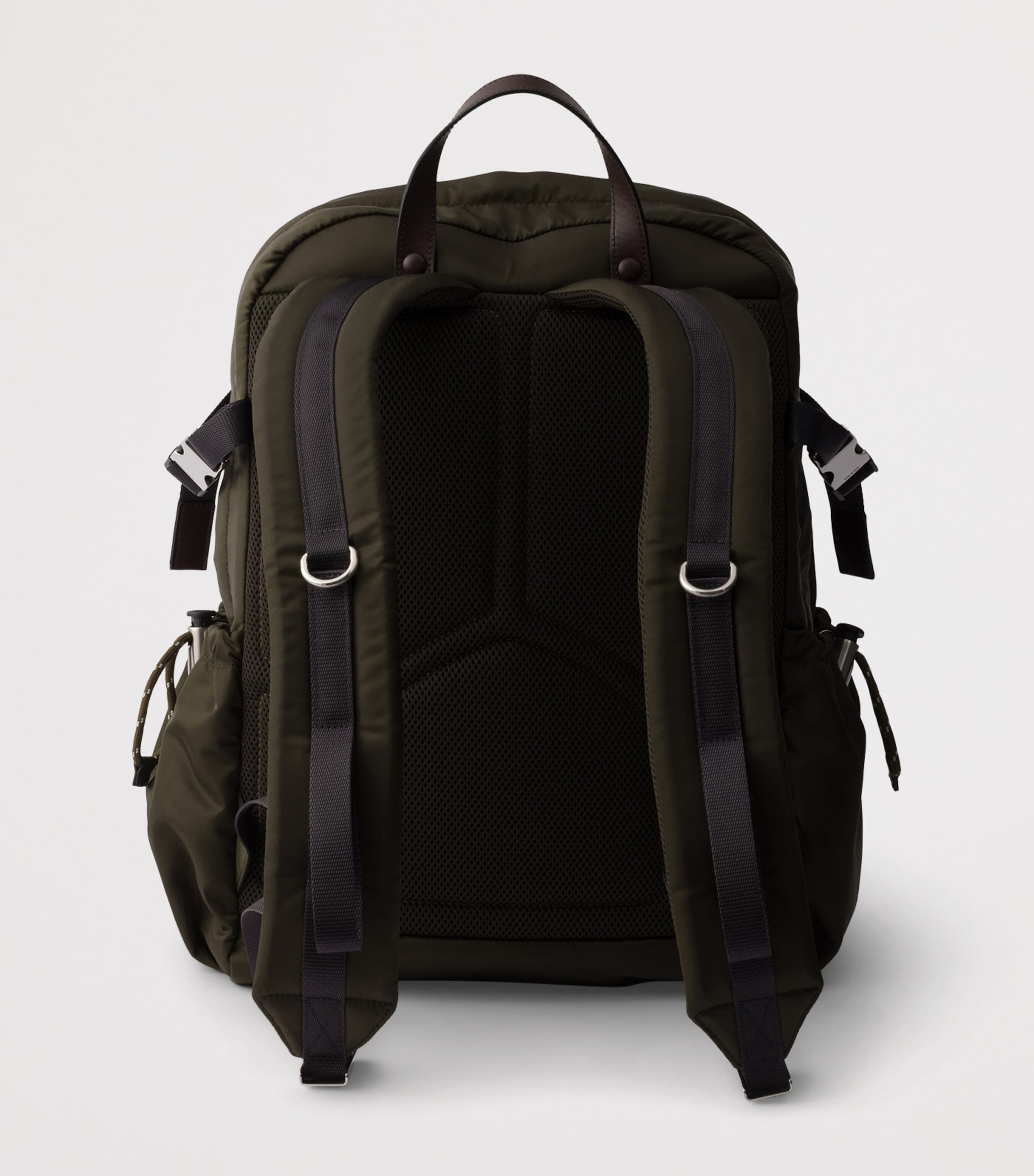 Re-Nylon and Leather Drawstring Backpack F0334 Image 4