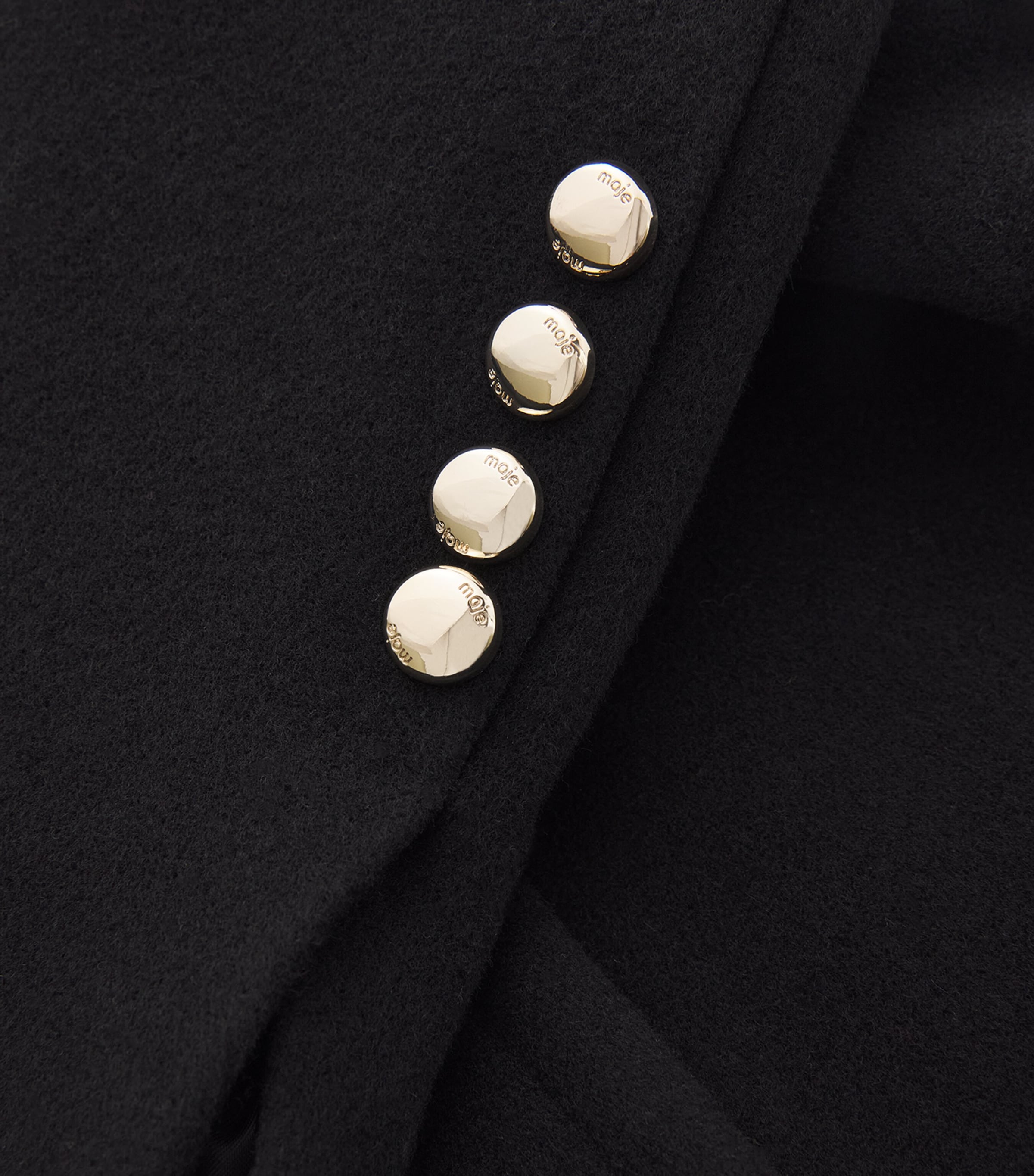 Wool-Blend Double-Breasted Pea Coat BLACK Image 5