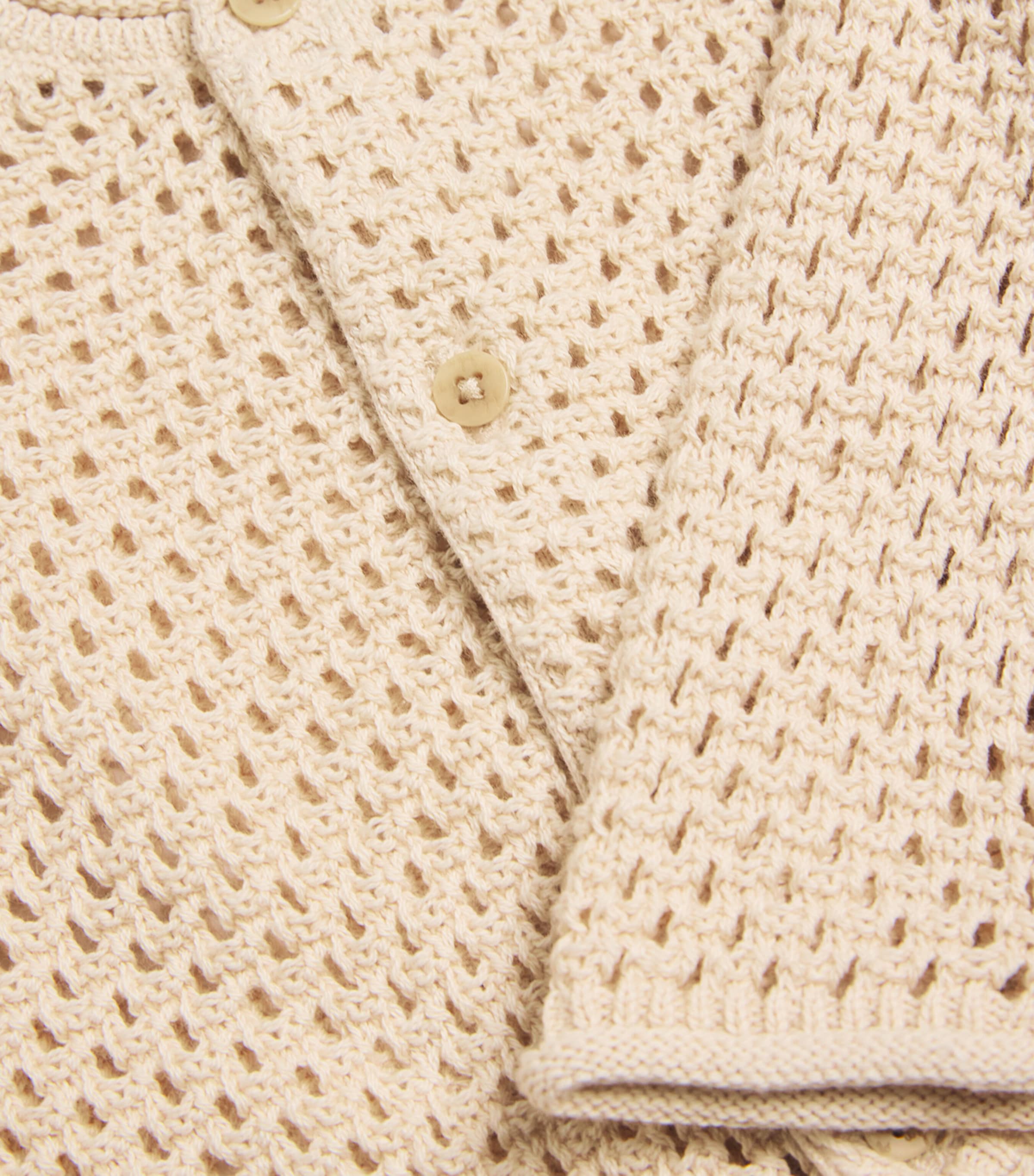 Il Gufo Cotton Waffle-Knit Cardigan (6-36 Months) Beige Image 3