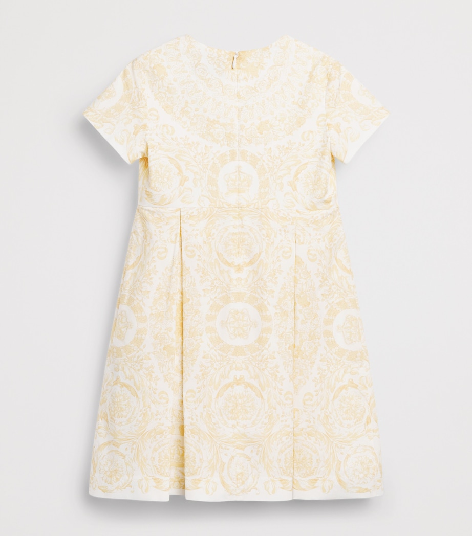 Versace Kids Cotton Pleated Barocco Dress (6-14 Years) Washd Out Gold Image 2