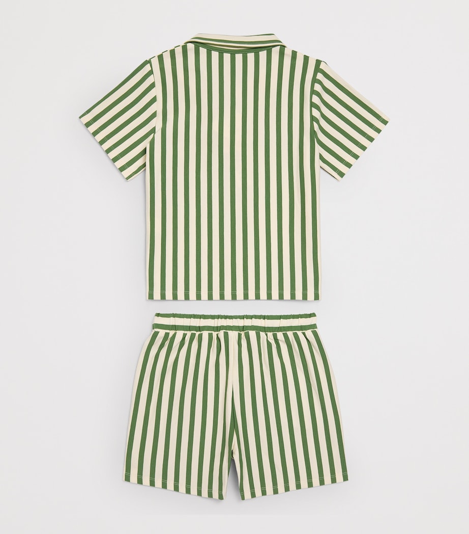 Mumzers Cotton Stripe Shirt and Shorts Set (3-8 Years) Green Stripes Image 2