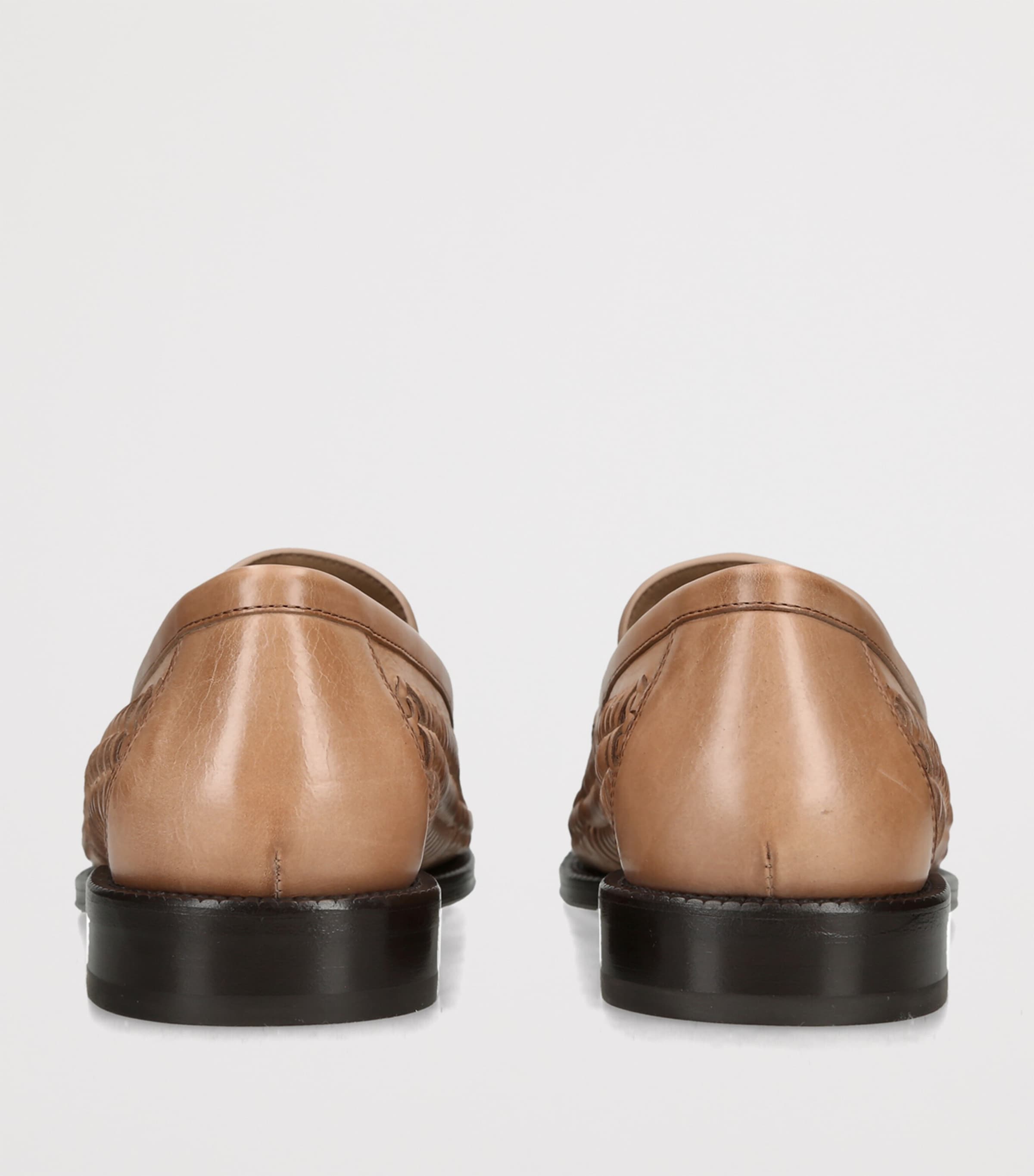 Brunello Cucinelli Leather Woven Loafers Brown Image 2
