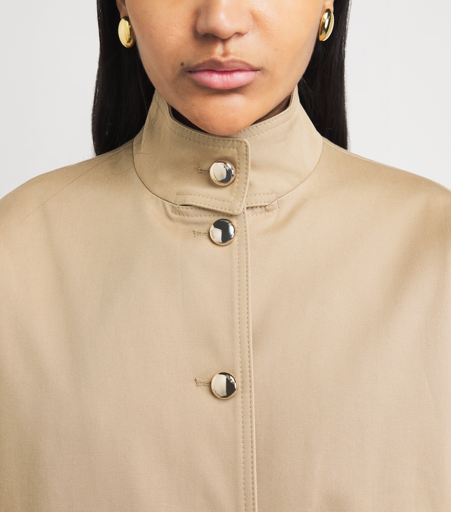 Maje Womens Cotton High-Neck Bomber Jacket Mastic Beige Image 3