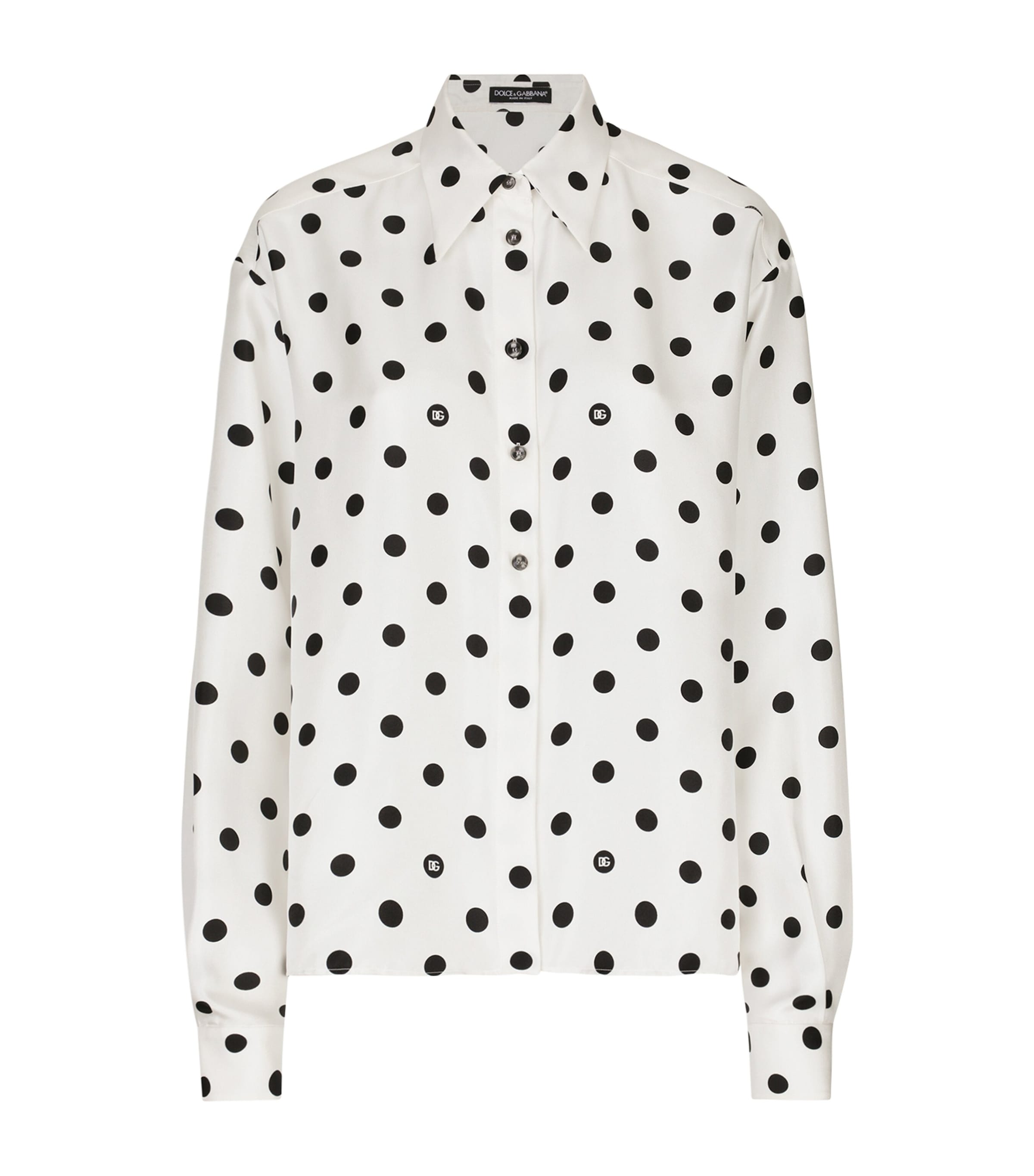 Shop Dolce & Gabbana Silk Polka Dot Shirt