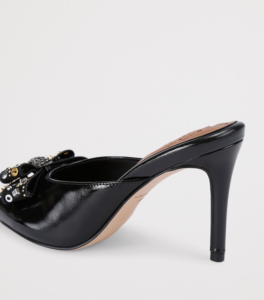 Leather Belgravia Stud Bow Heeled Mules BLACK/COMB Image 2