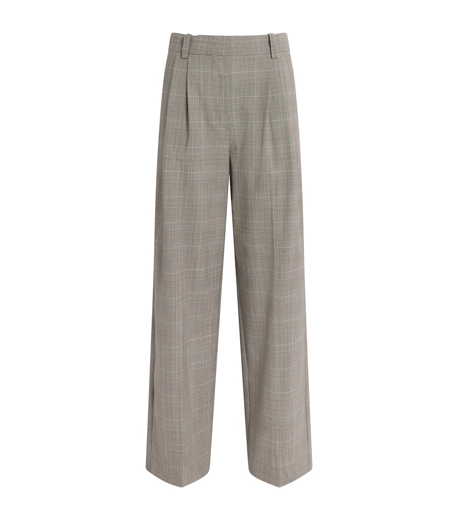 Maje Womens Wool-Blend Check Tailored Trousers Grey Image 1