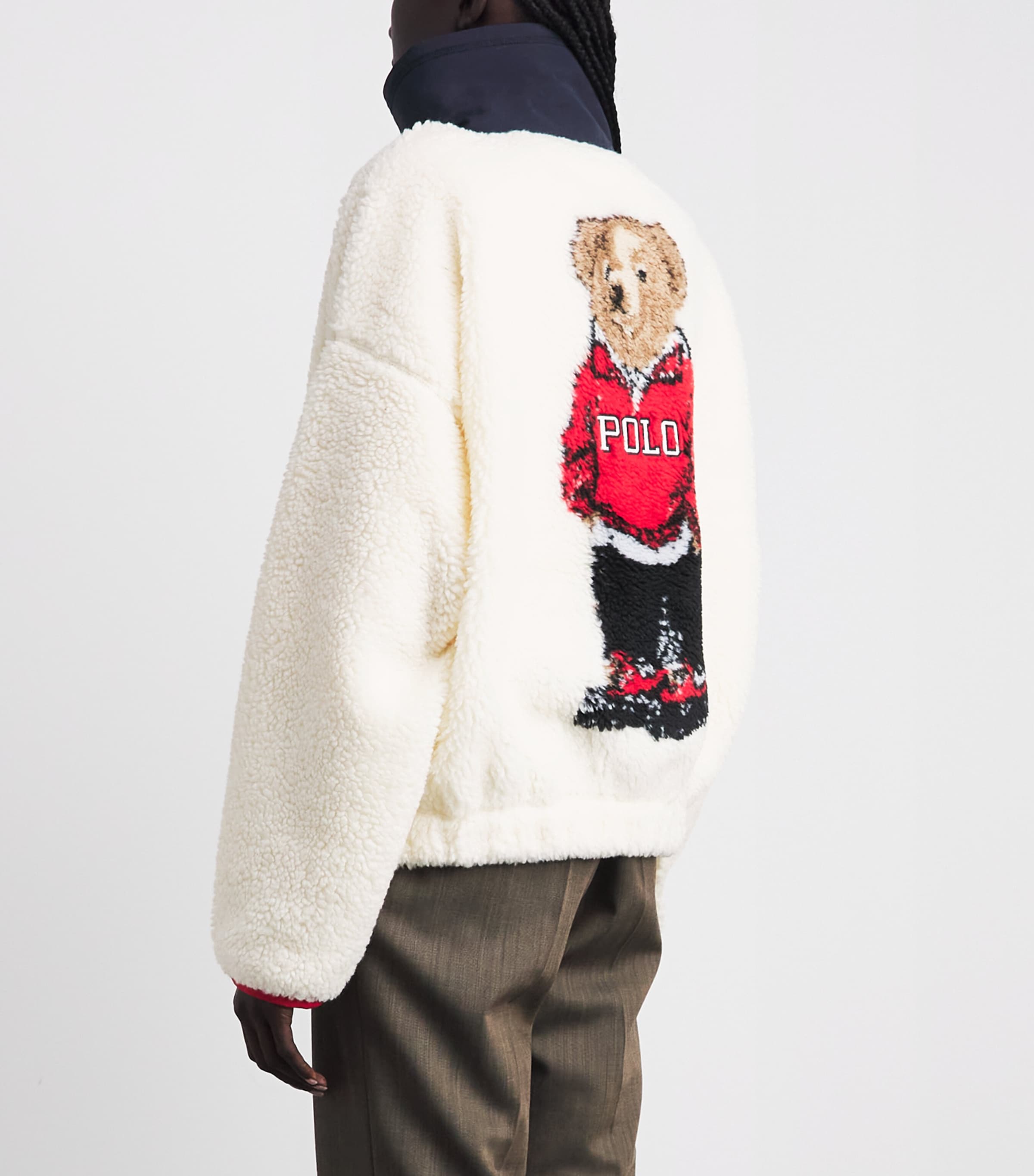Polo Ralph Lauren Womens Fleece Polo Bear Sweater Clubhouse Cream Mlti Image 5