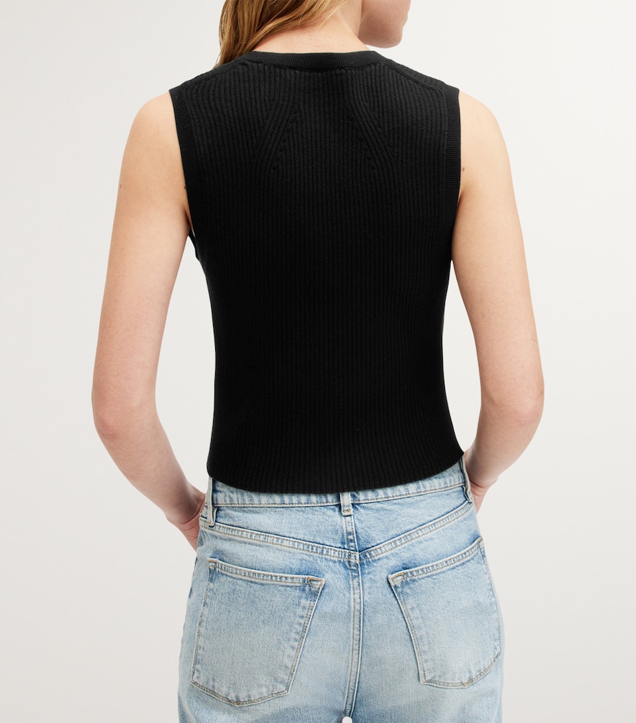 AllSaints Womens Knitted Cruz Waistcoat Black Image 4