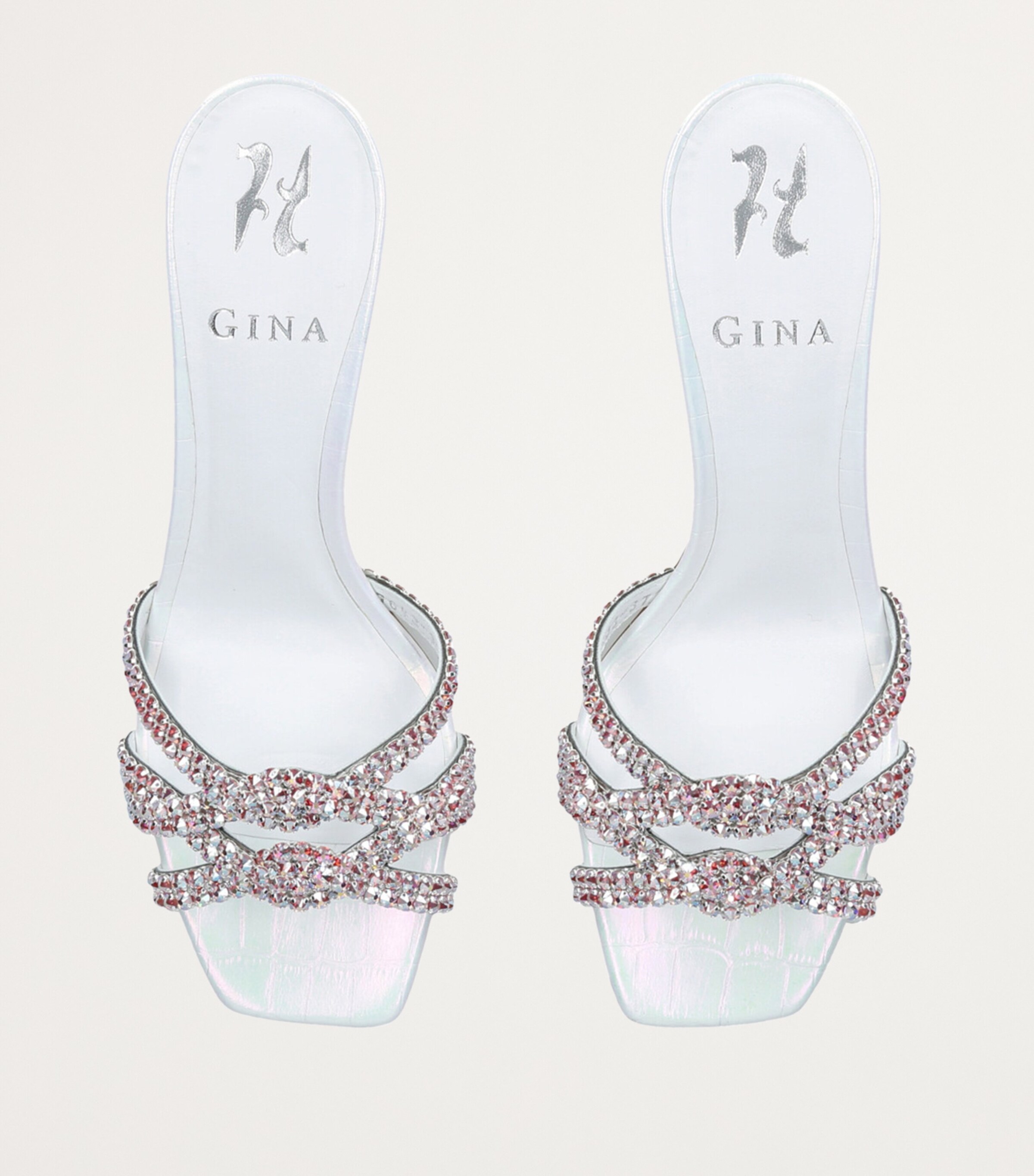 Gina Leather Twyla Heeled Mules 50 White Image 4