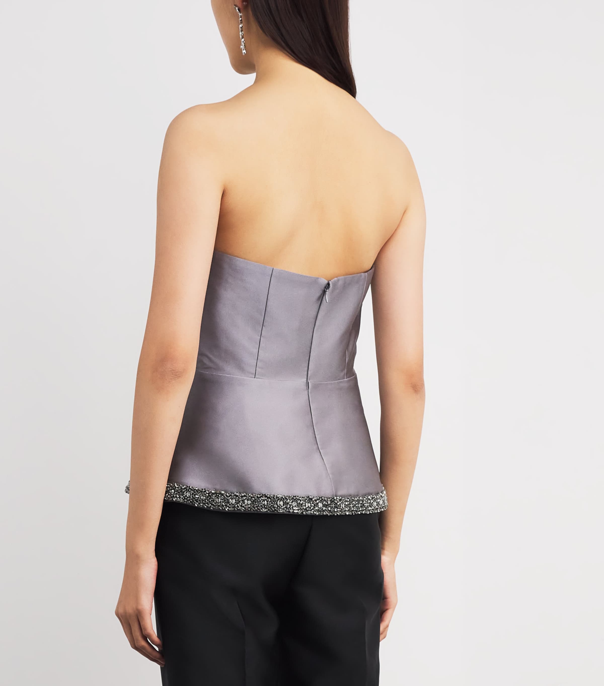 Taffeta Embellished Peplum Top GREY Image 4