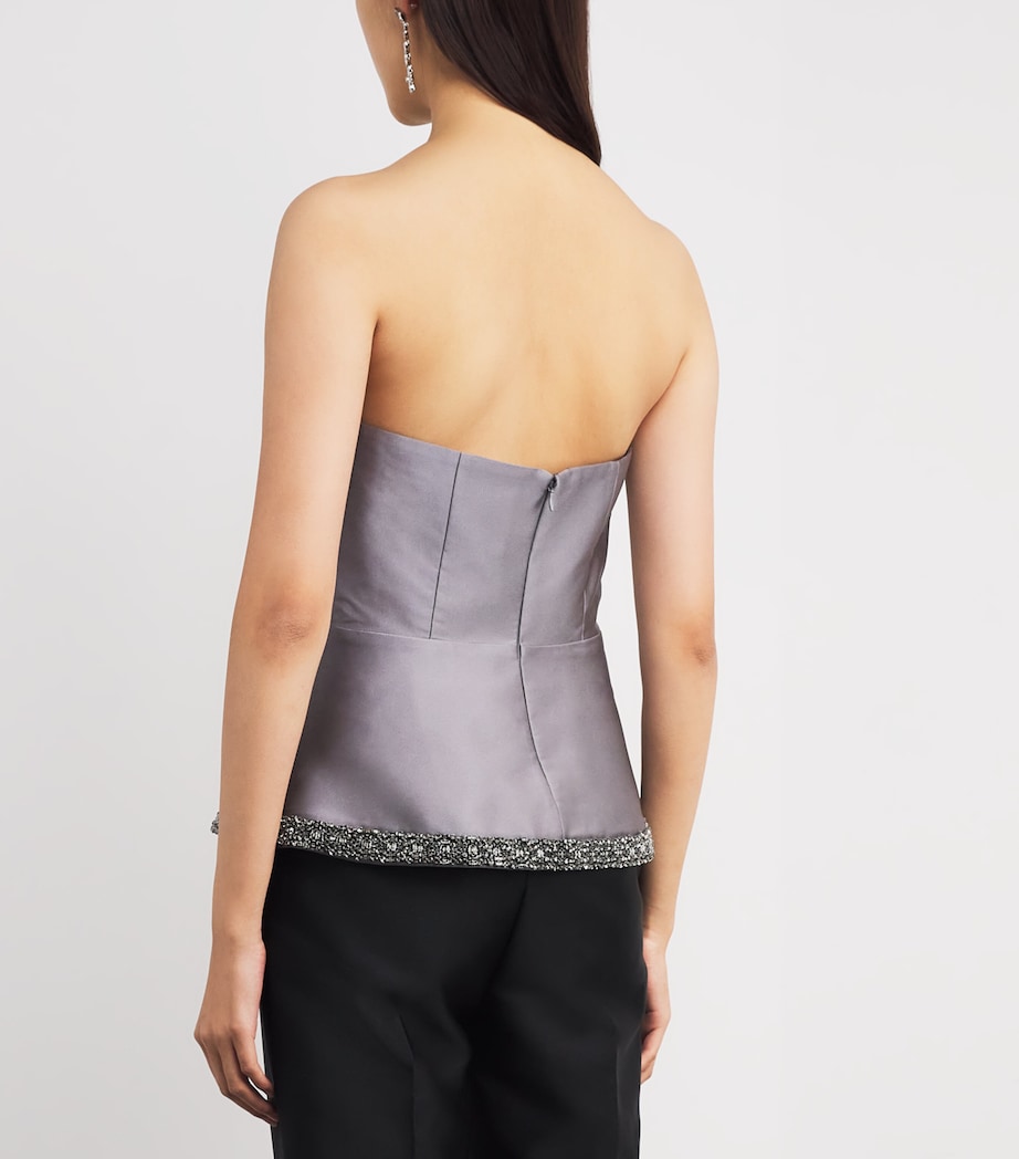 Taffeta Embellished Peplum Top GREY Image 4
