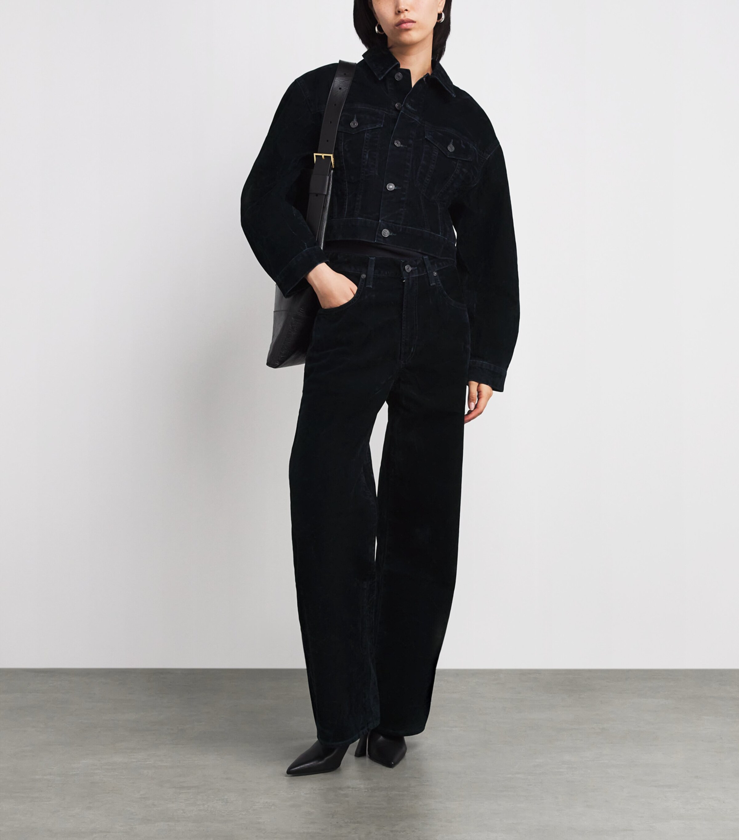 Cotton-Blend Velvet Radley Denim Jacket BLU CRSH CRCKLD NAVY Image 2