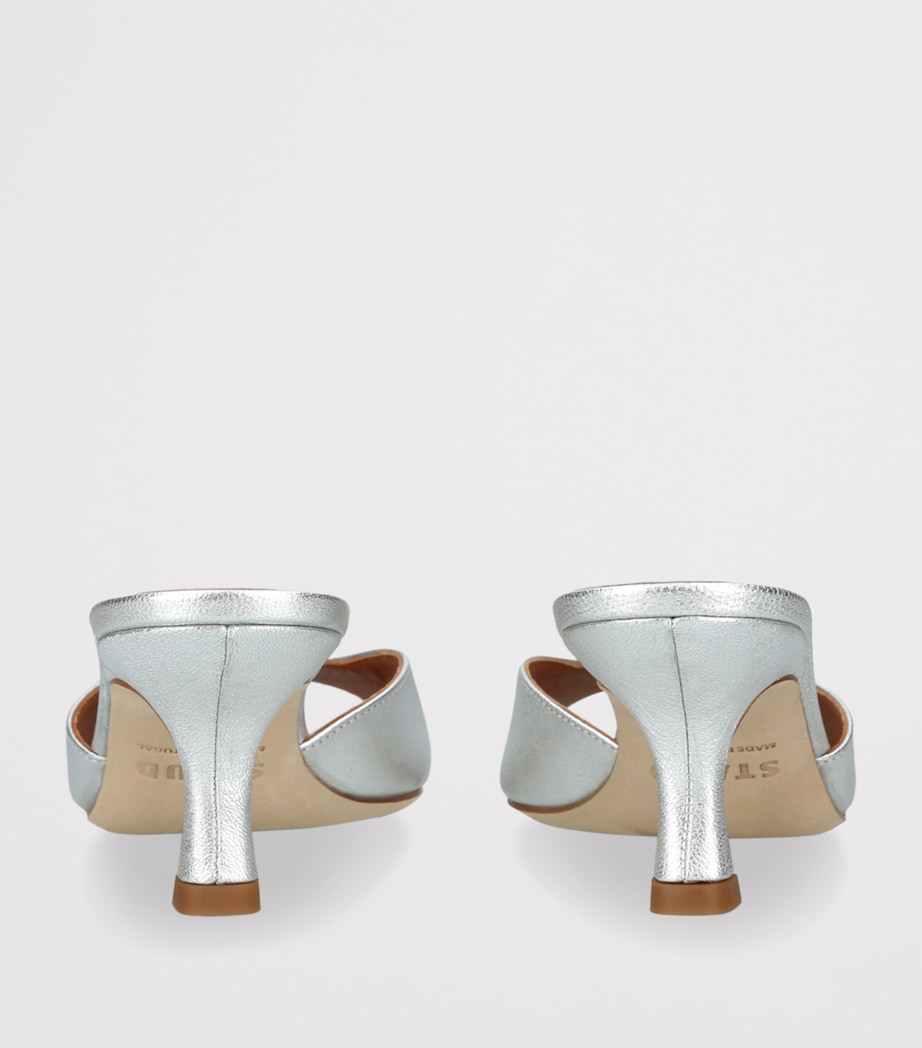 Leather Brigitte Heeled Mules 60 SILVER Image 2
