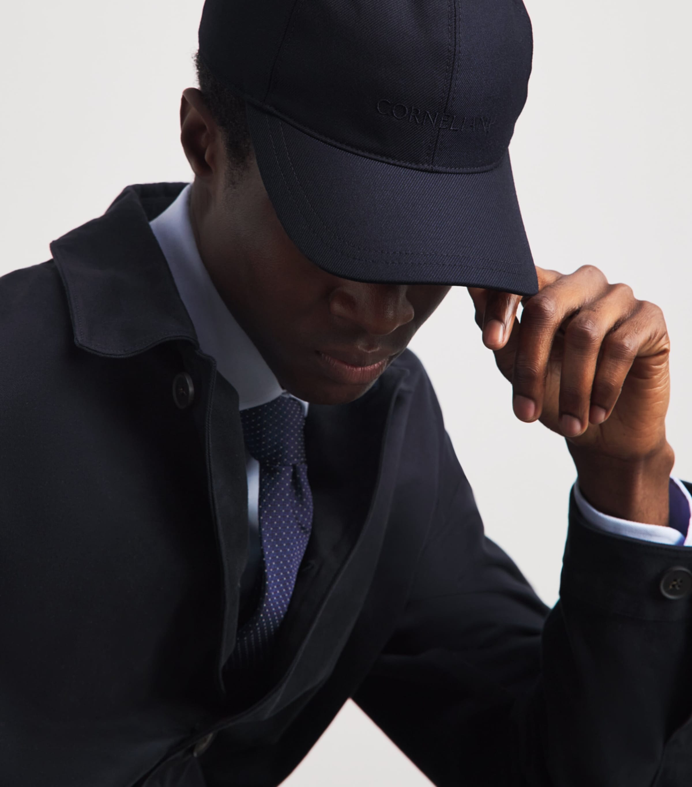 Corneliani Virgin Wool Logo Baseball Cap Dark Blue Image 2