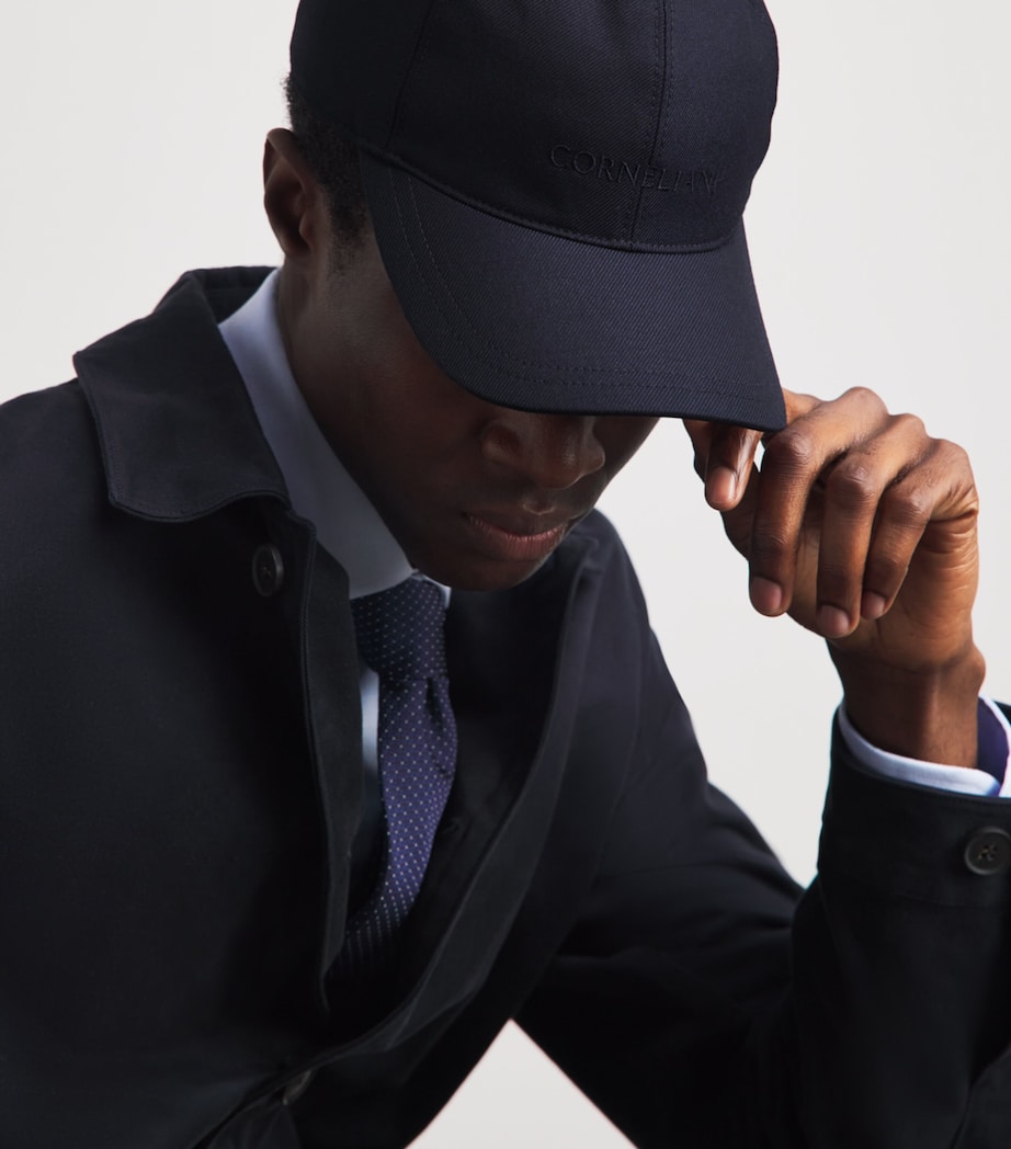 Corneliani Virgin Wool Logo Baseball Cap Dark Blue Image 2