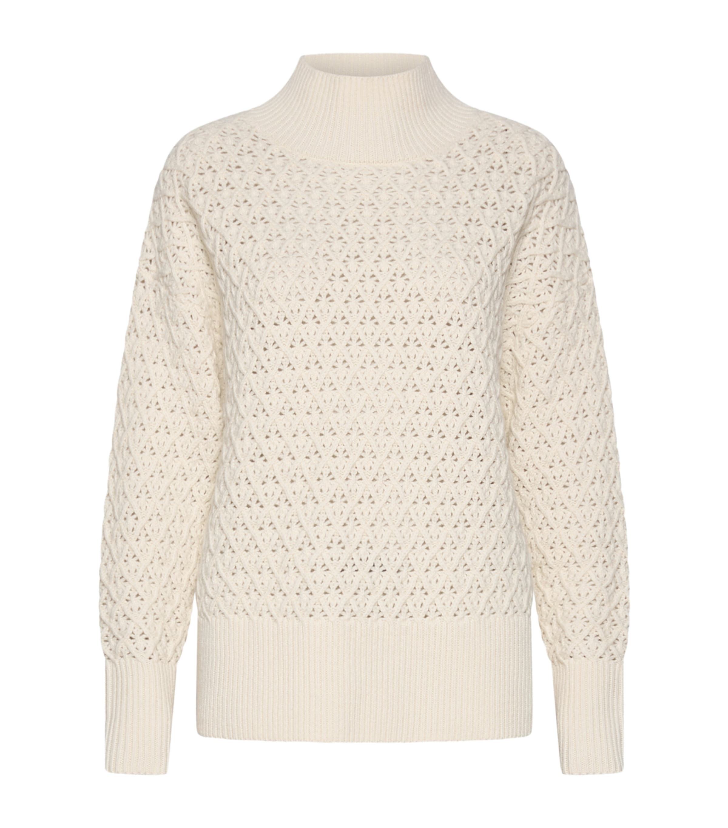 Marella Womens Virgin Wool Open Knit Sweater Cream Image 1