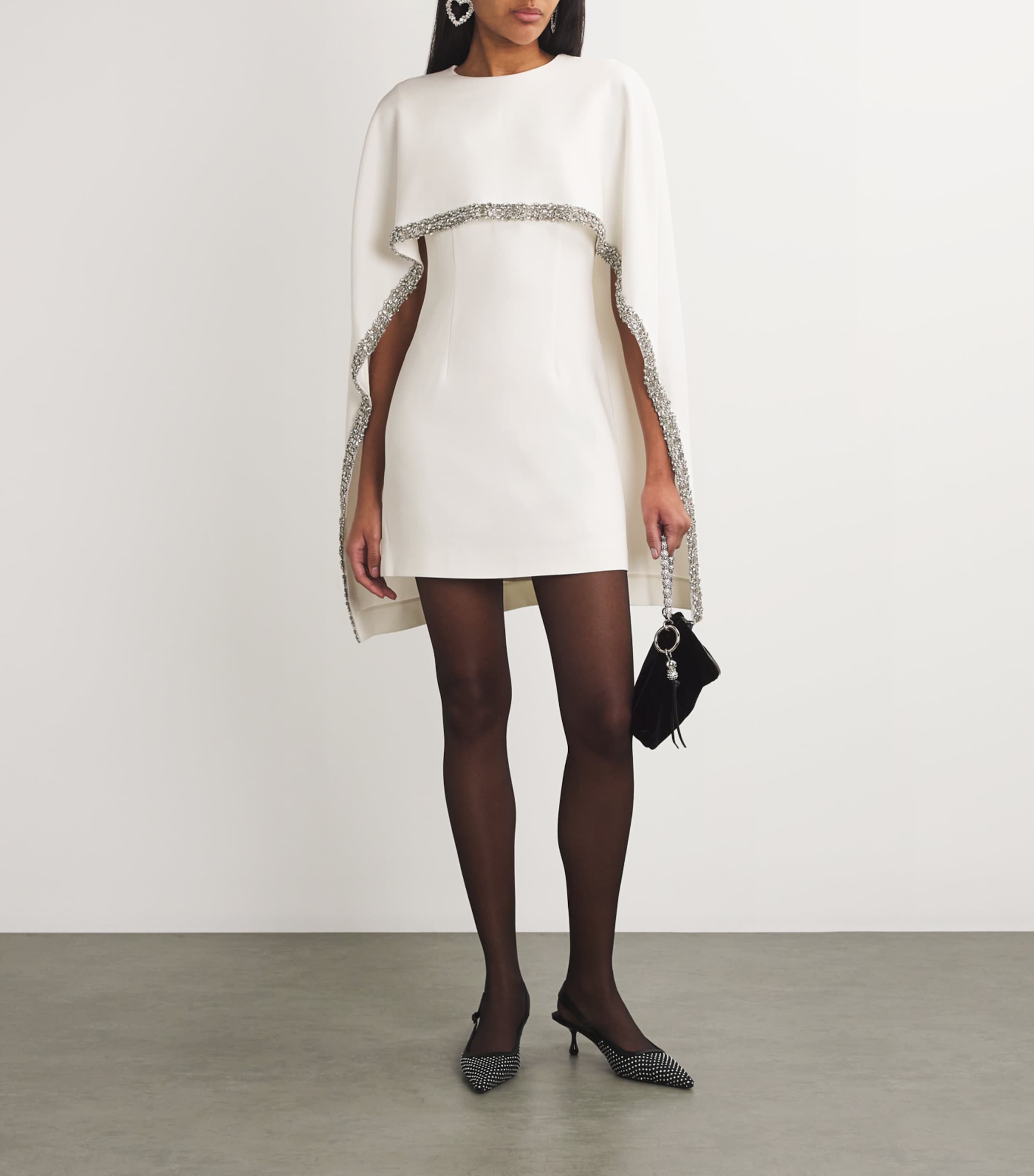 Roland Mouret Womens Satin Sparkling-Detail Mini Dress White Image 2