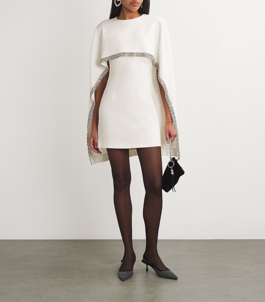 Roland Mouret Womens Satin Sparkling-Detail Mini Dress White Image 2