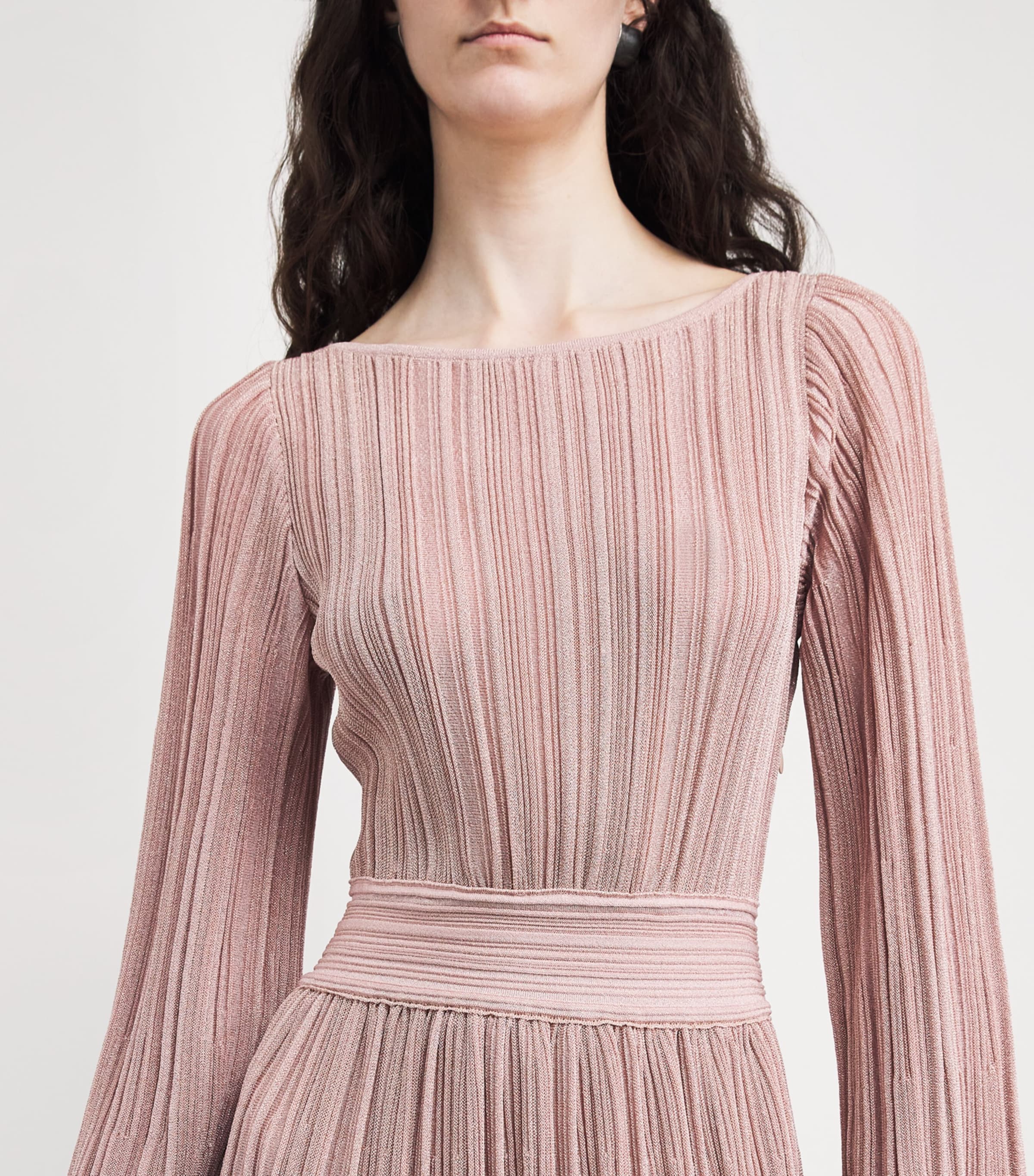 VALENTI Womens Knit Metallic Maxi Dress Candy Pink Image 3
