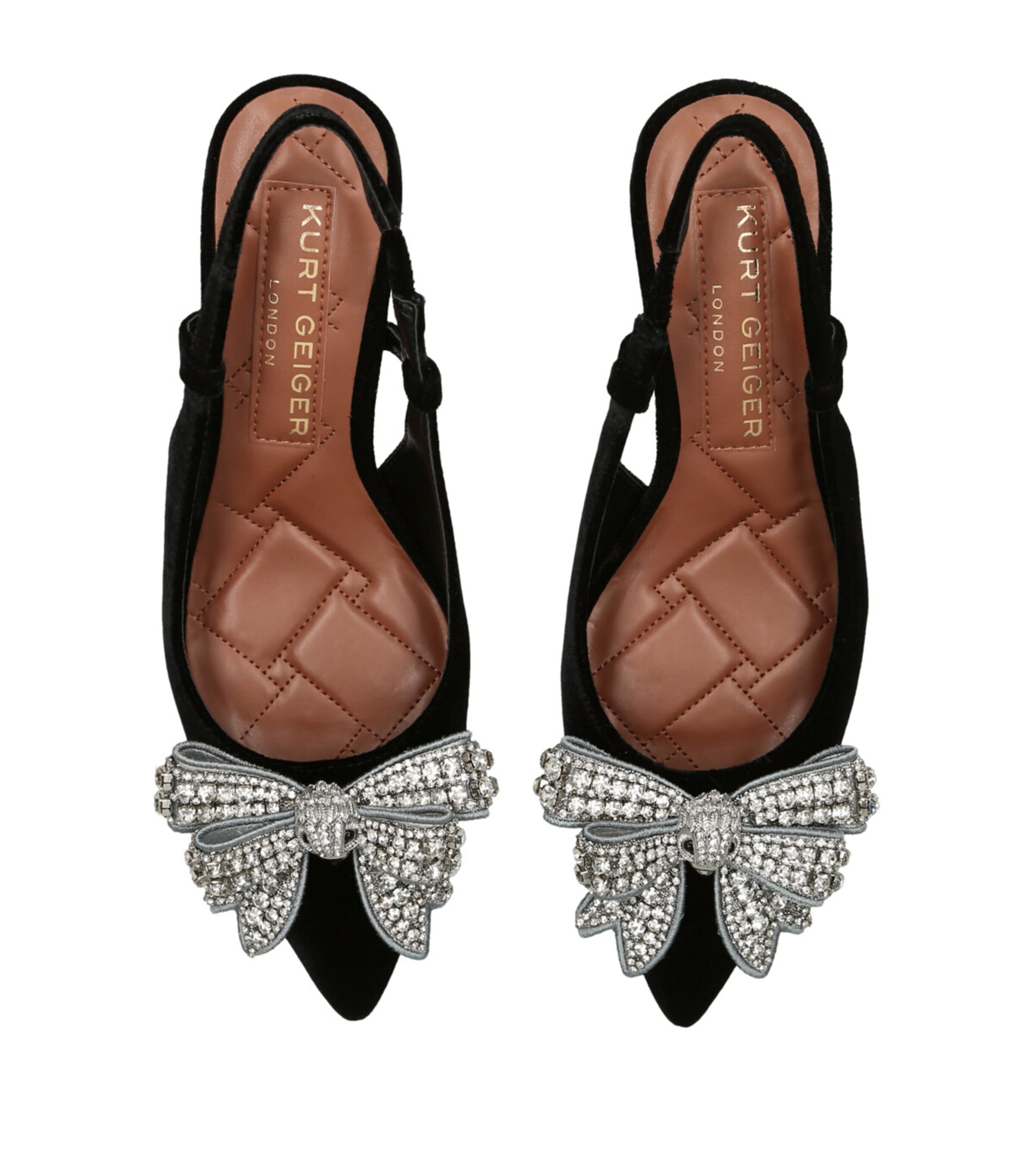 Kurt Geiger London Velvet Belgravia Slingback Court Shoes Black Image 4