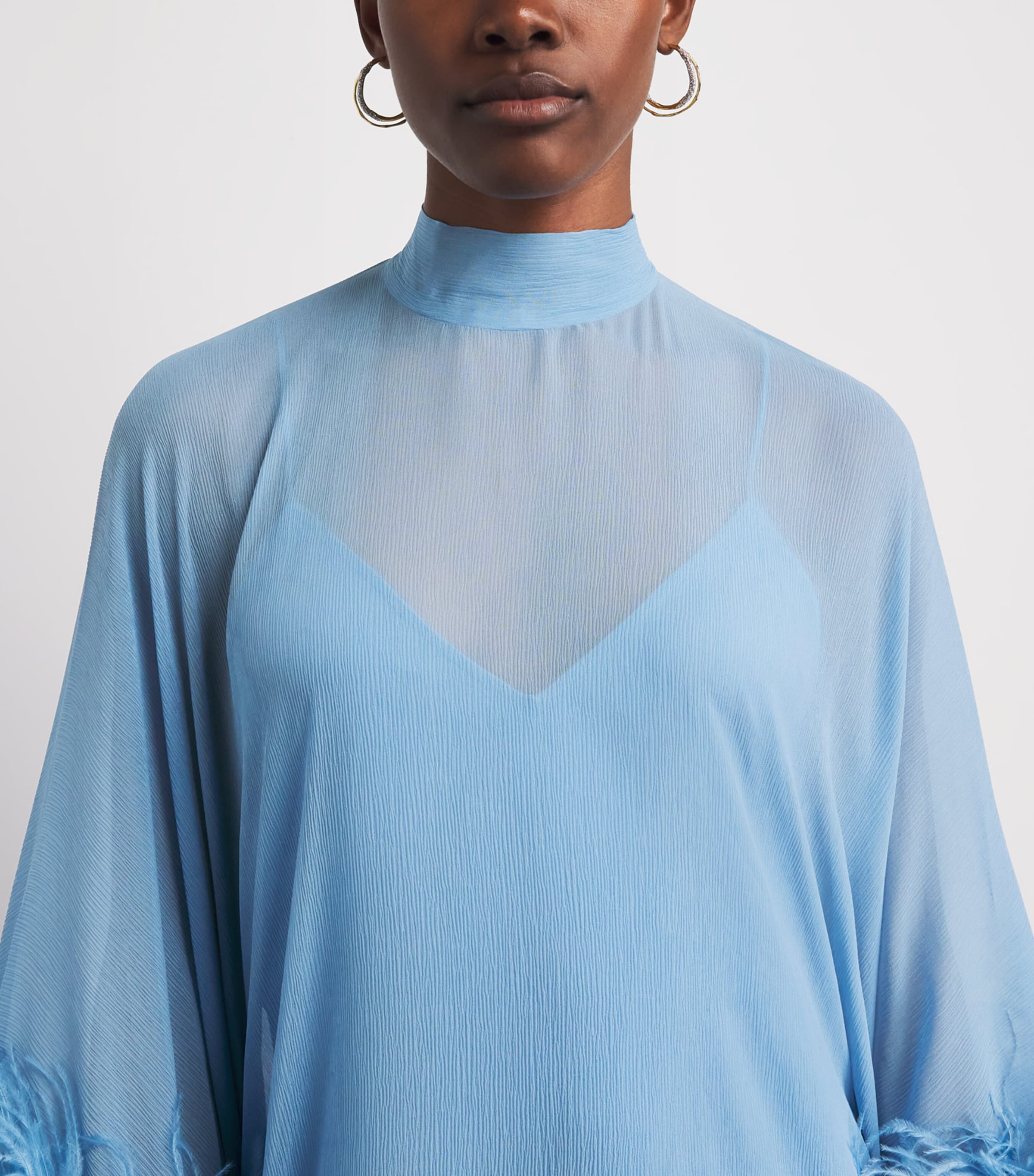 Taller Marmo Womens Silk Casta Spirito Kaftan Maxi Dress Powder Blue Image 3