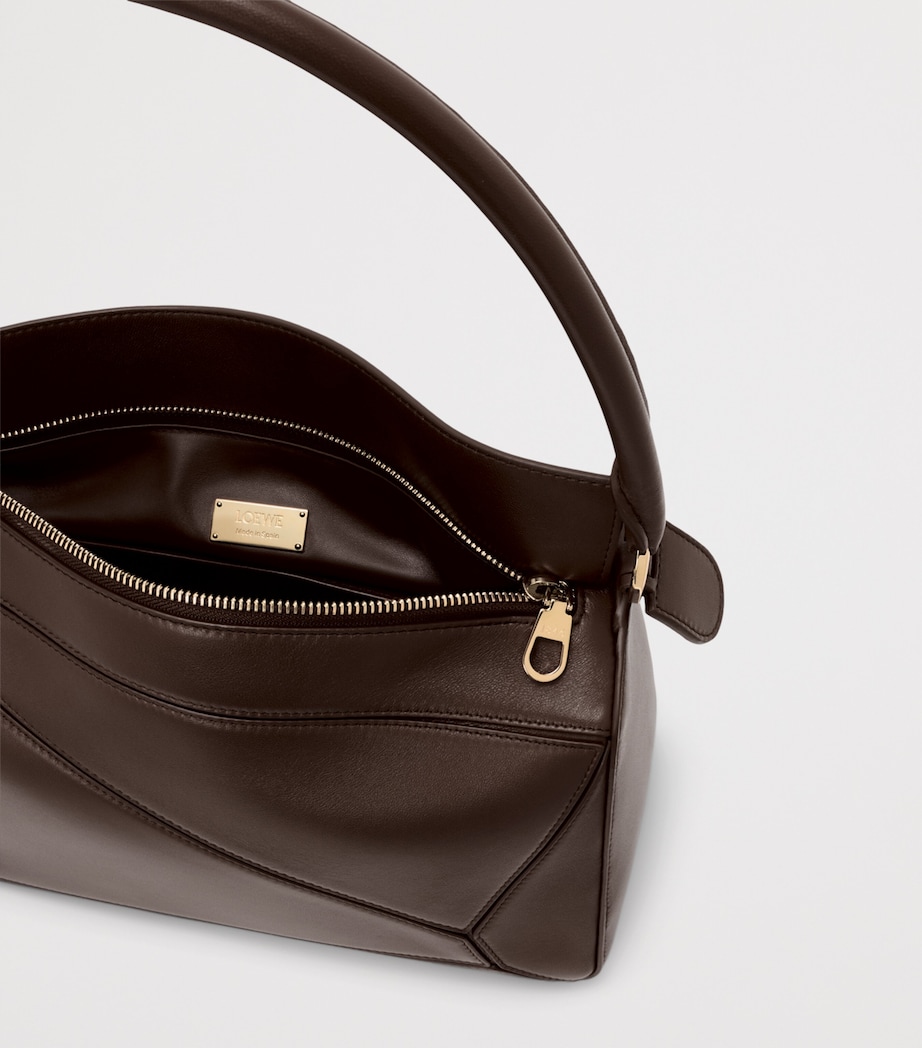 LOEWE Womens Medium Leather Puzzle Top-Handle Bag Dark Chestnut Image 6