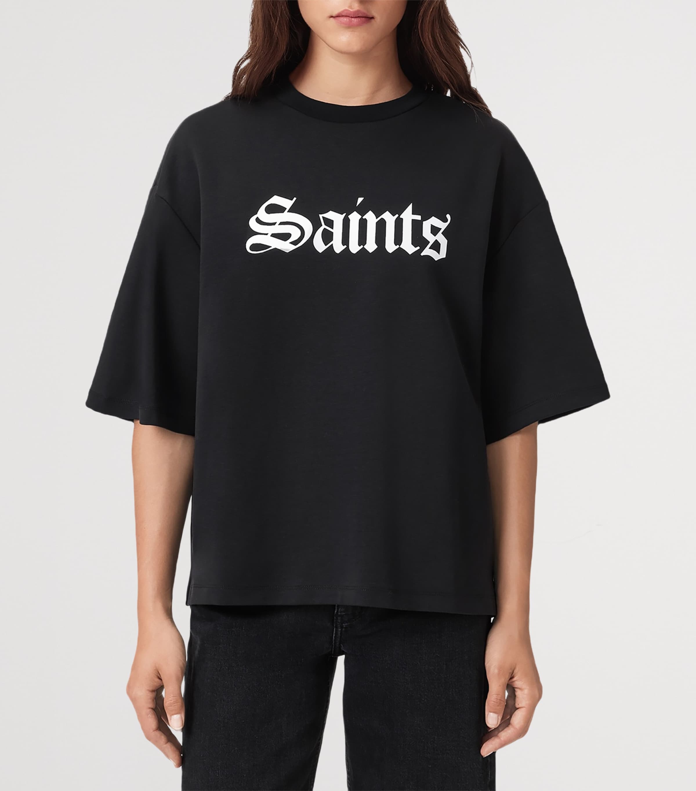 AllSaints Womens Cotton Amelie T-Shirt Black Image 4