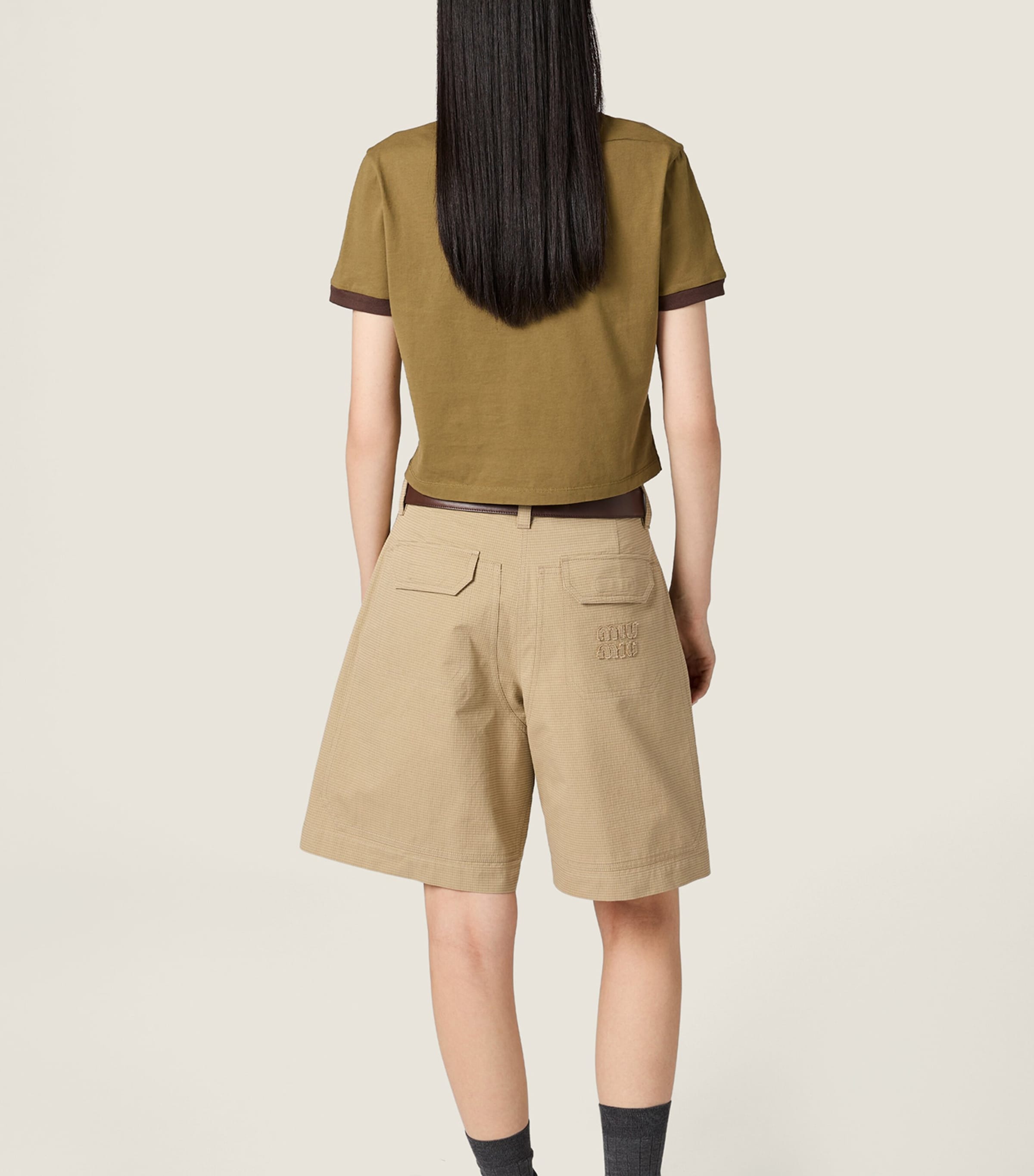 Miu Miu Womens Cotton Jersey Logo T-Shirt Image 3