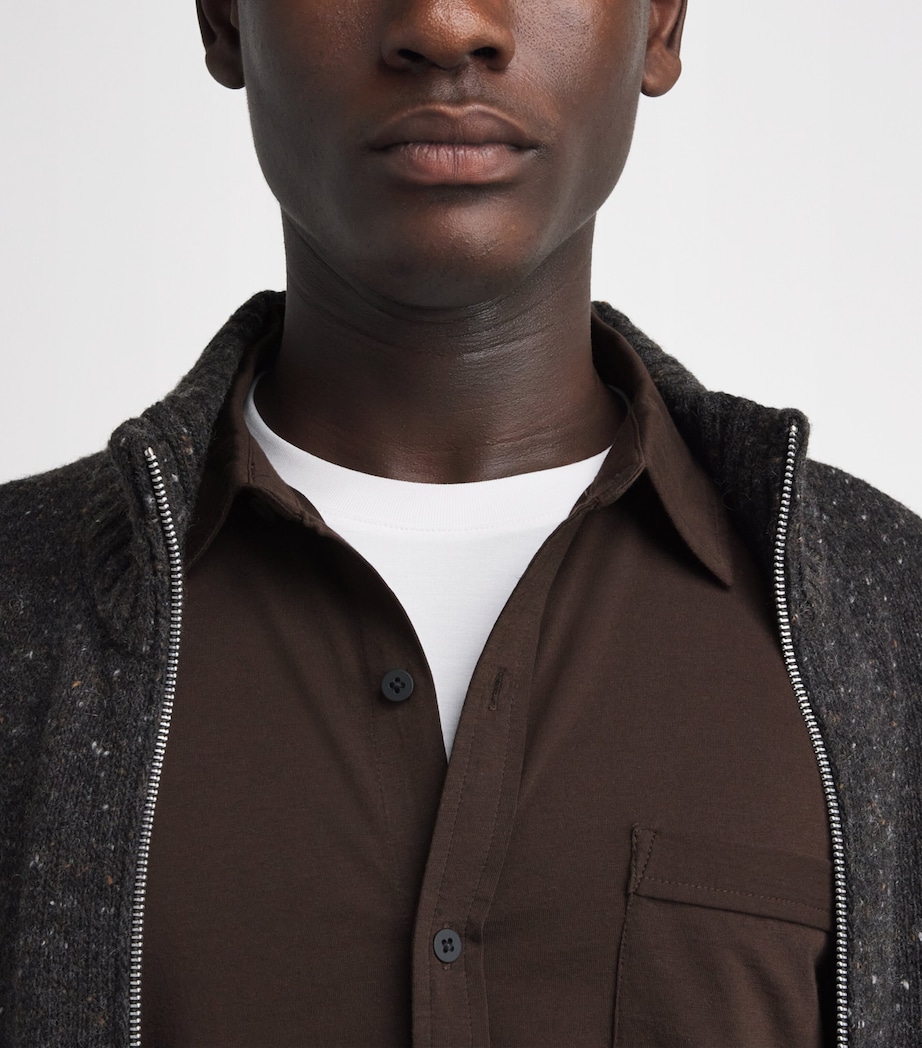 PAIGE Mens Pima Cotton Cosgrove Shirt Dark Agar Image 3